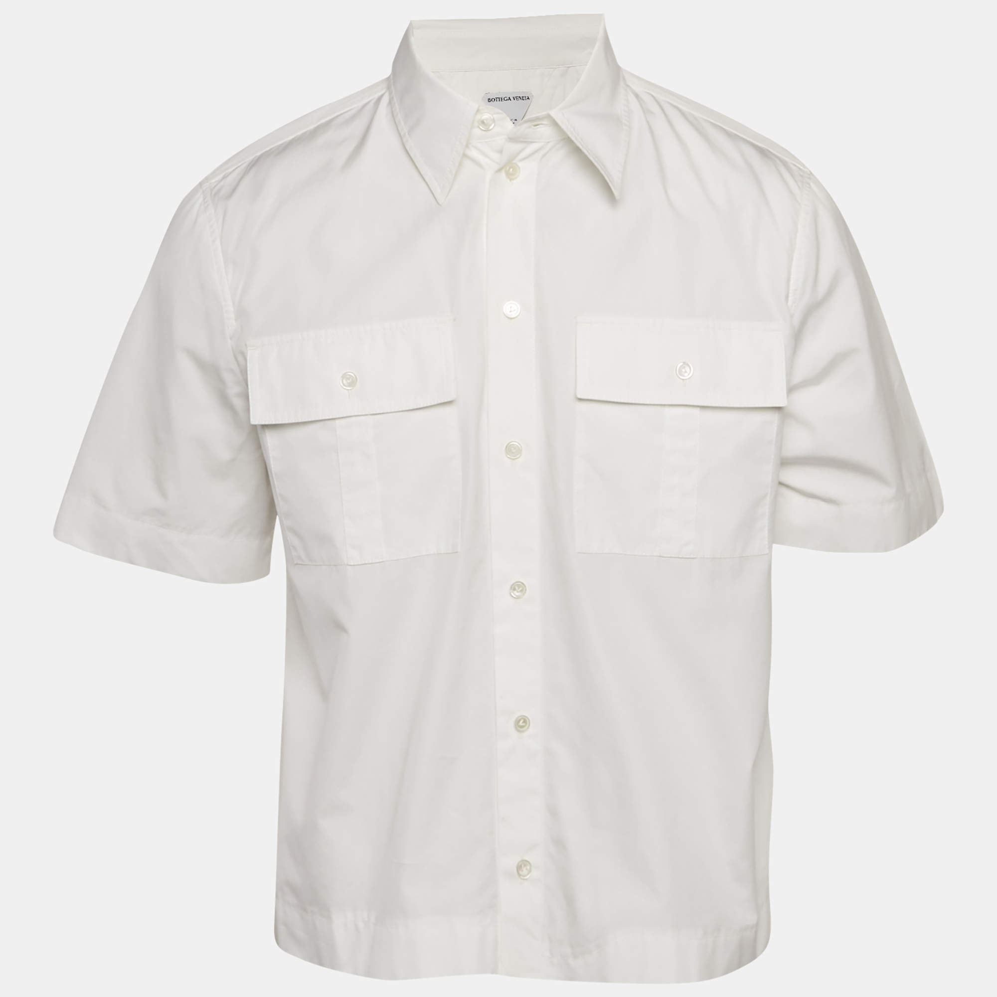 Pre Owned قميص بوتيغا فينيتا قطن أبيض بأكمام قصيرة مقاس صغير