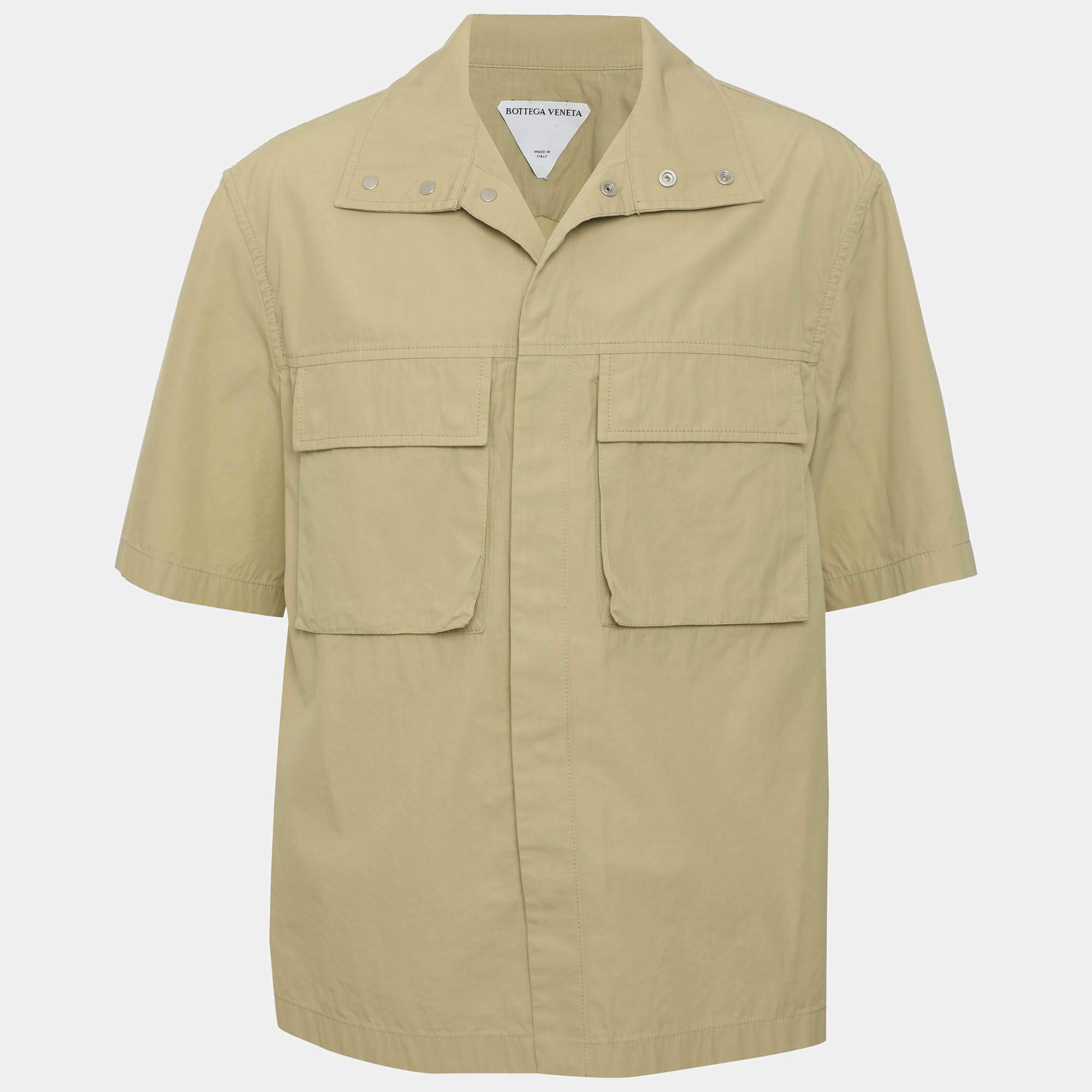 Pre Owned Bottega Veneta Light Green Cotton Blend Utility Short Sleeve Shirt S