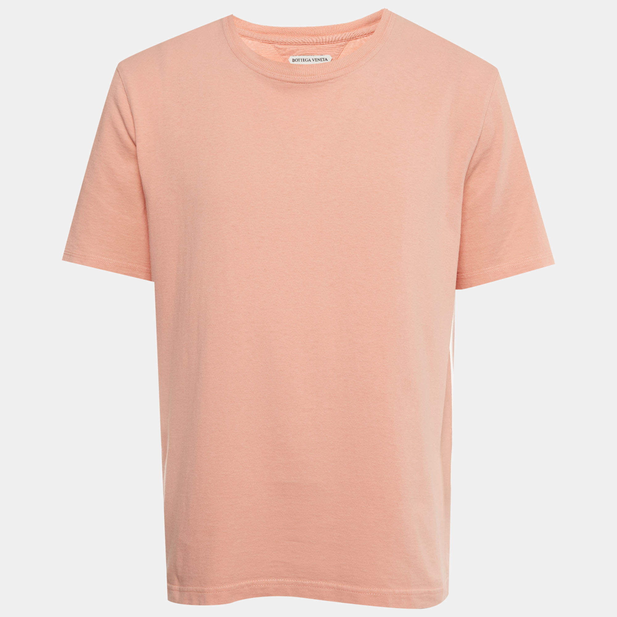 Pre Owned Bottega Veneta Pink Cotton Short Sleeve Crewneck T-Shirt L 