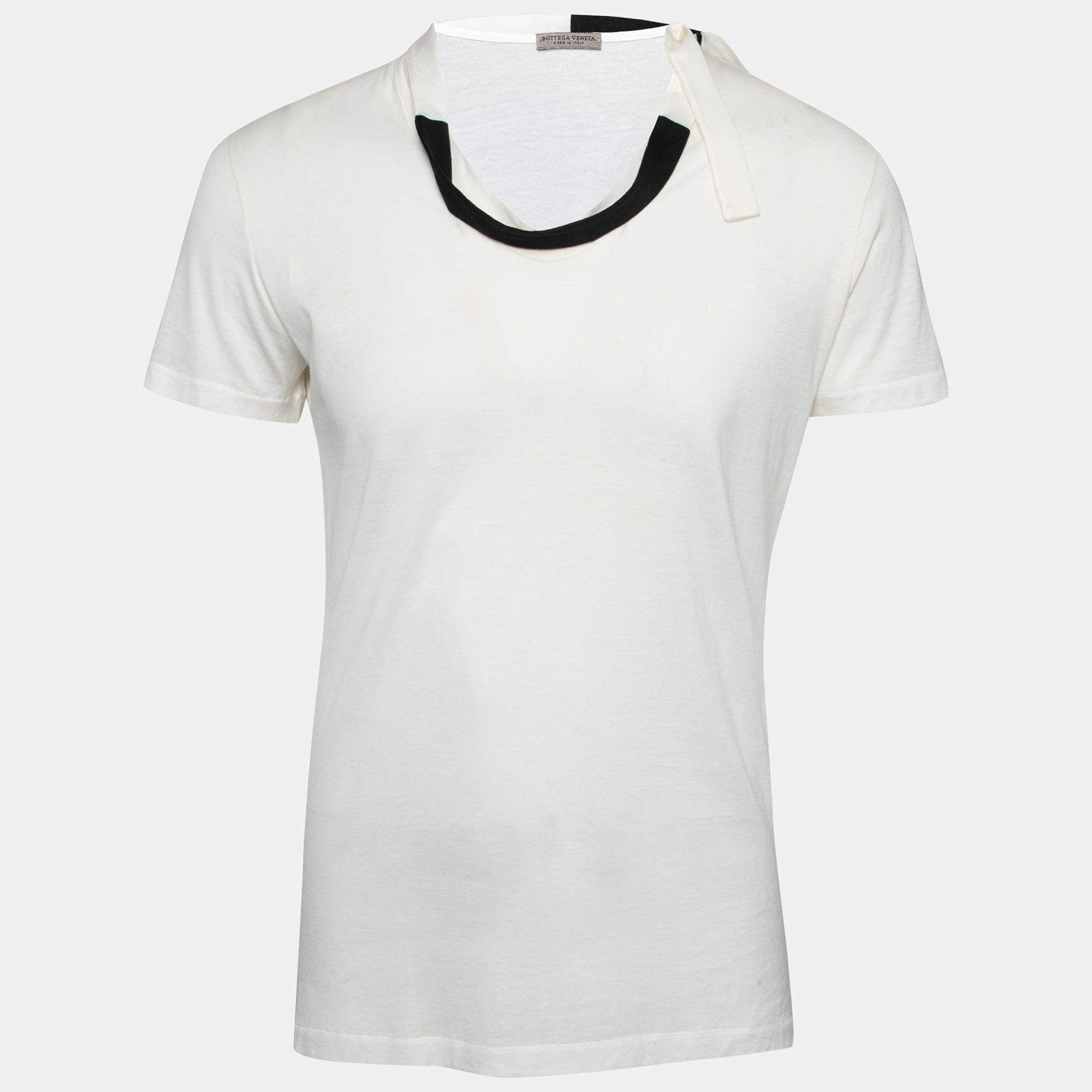 Pre Owned Bottega Veneta Cream Cotton Short Sleeve T-Shirt M