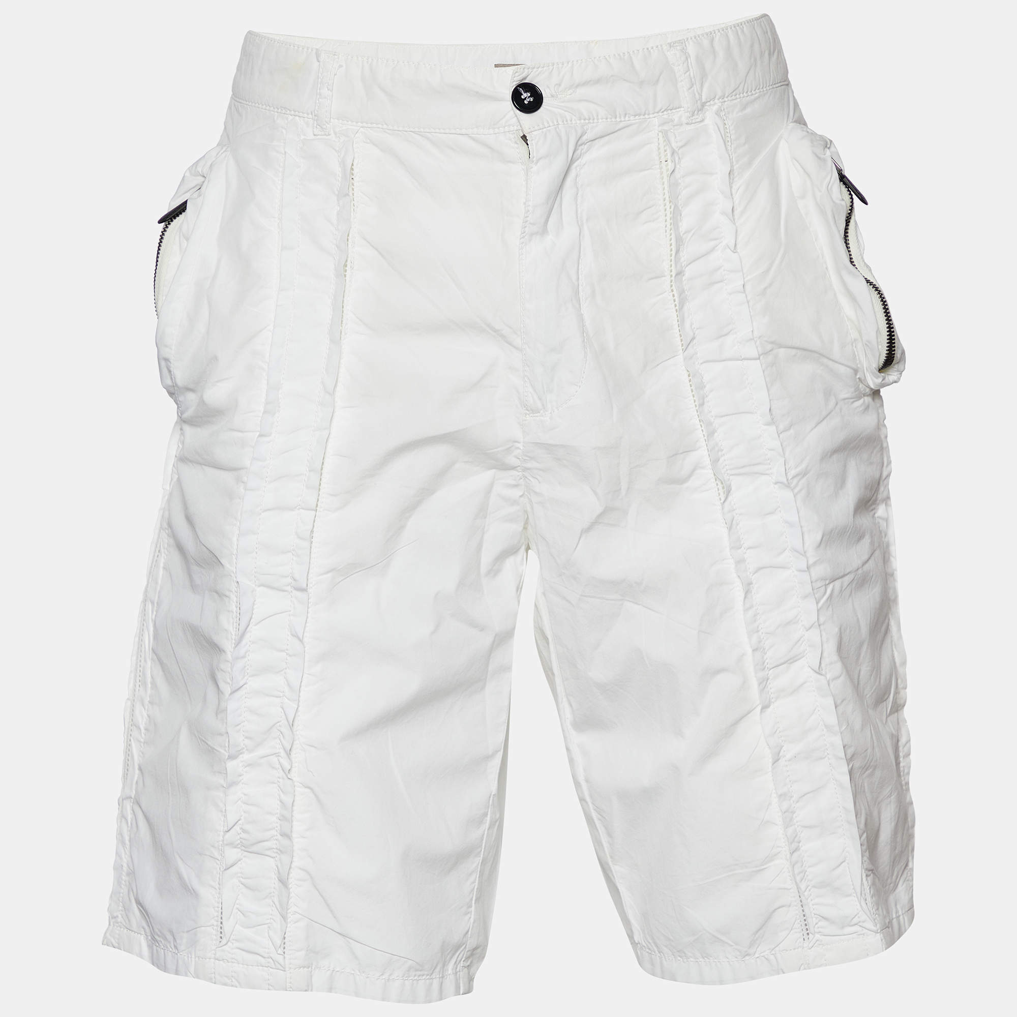 Bottega Veneta White Cotton Cargo Shorts M