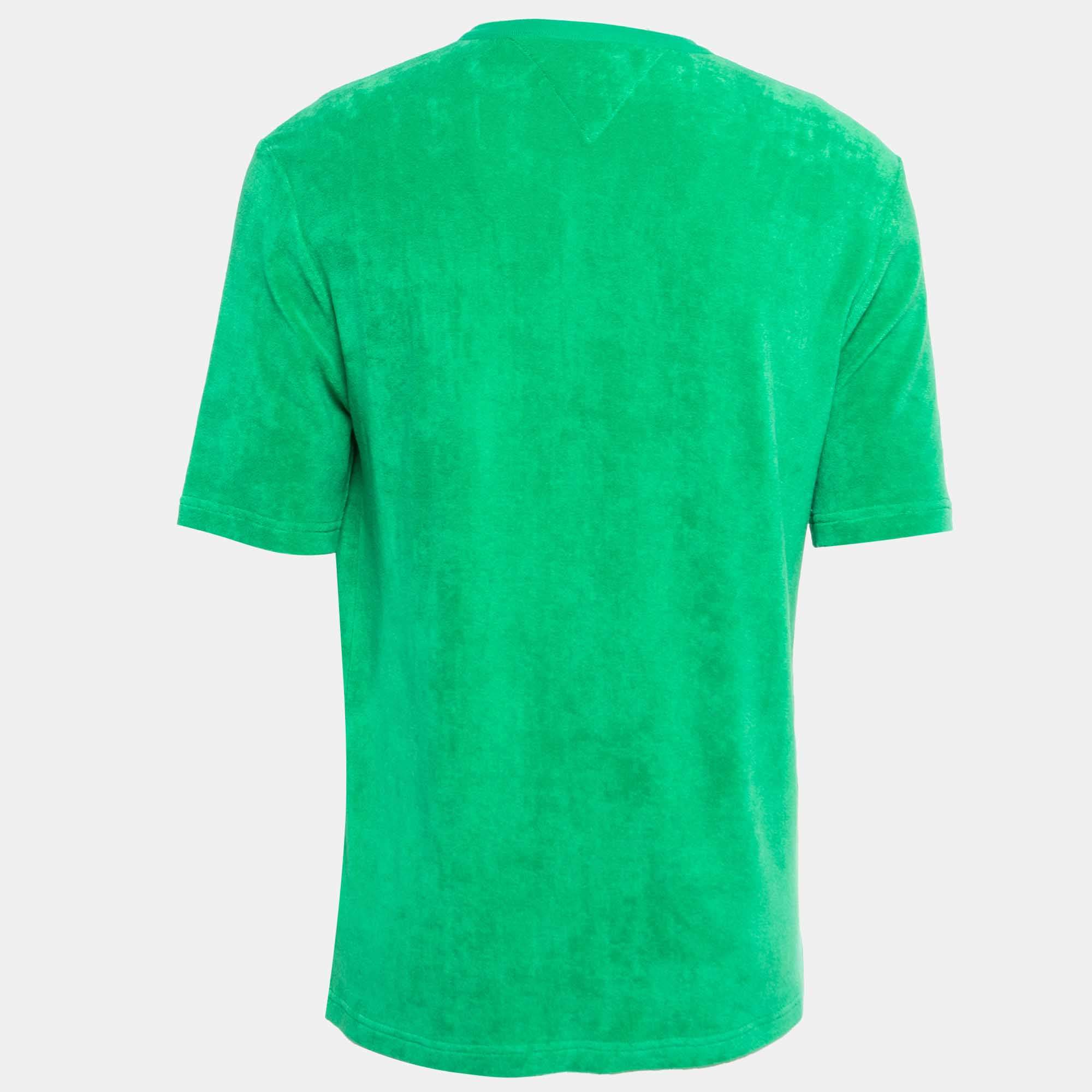 Bottega Veneta Green Terry Cotton Crew Neck T-Shirt L