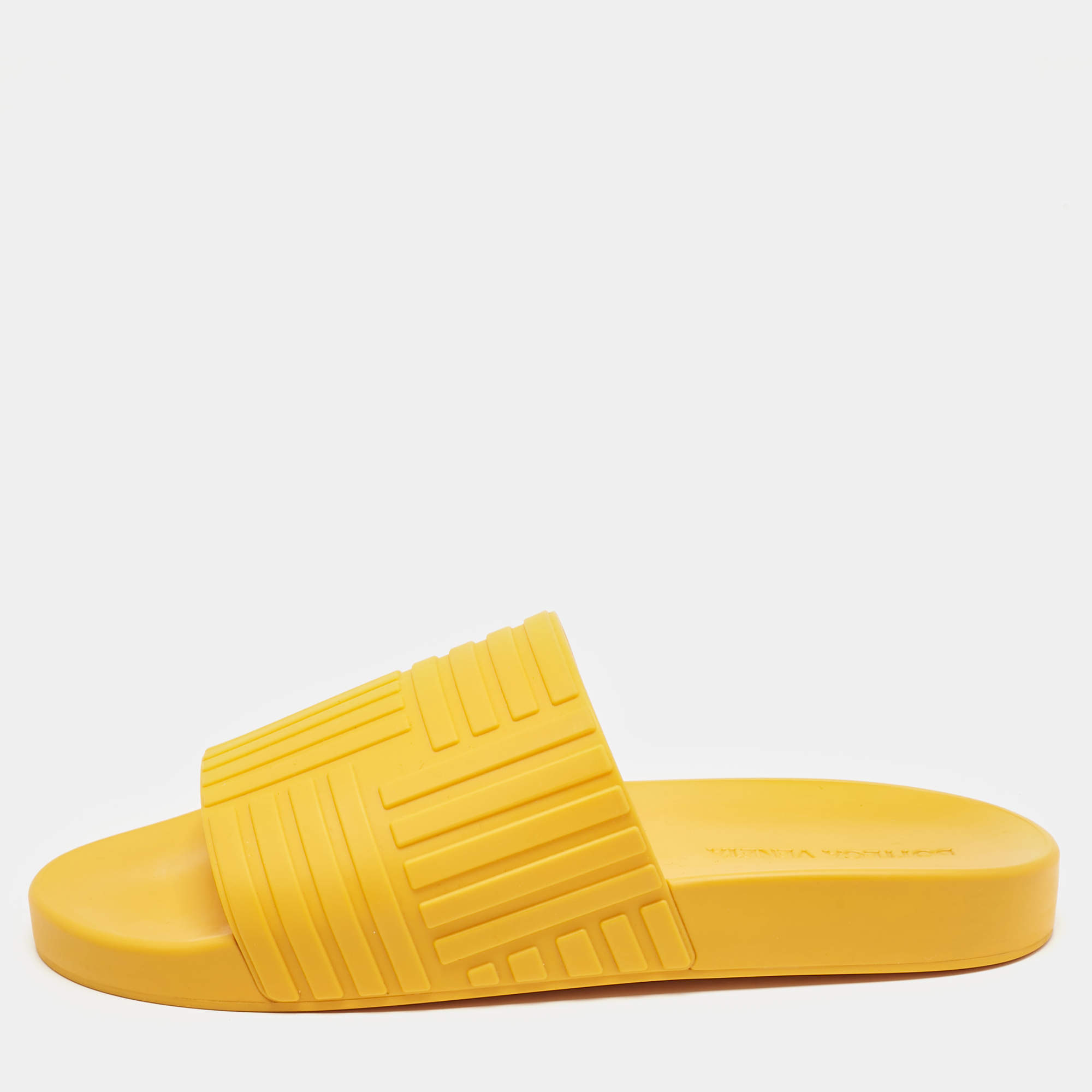 Bottega Veneta Orange Rubber Slides Size 44