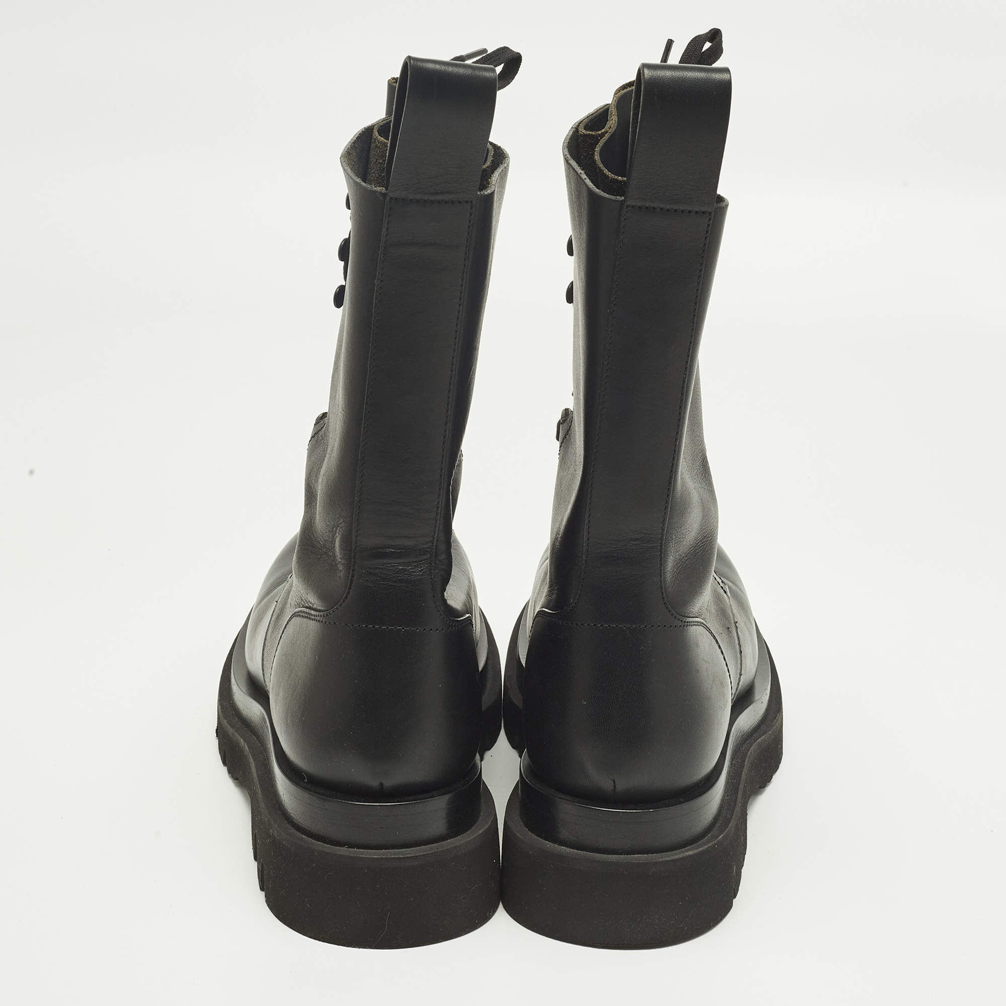 Bottega Veneta Black Rubber Lace Up Puddle Boots Size 41 Bottega