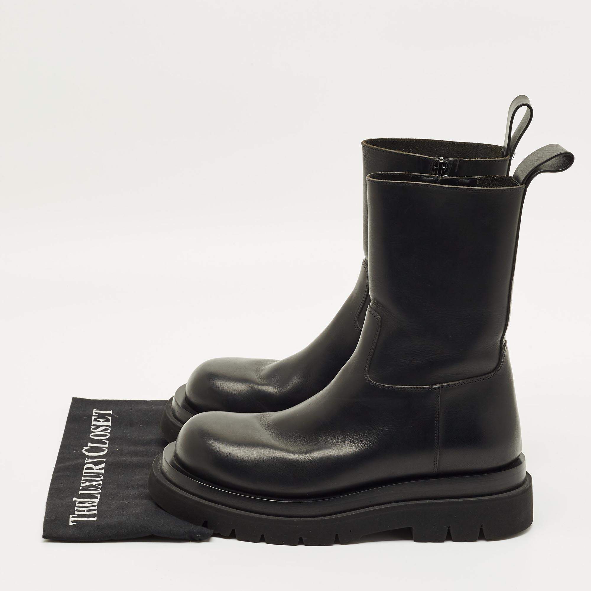 Bottega Veneta Black Rubber Lace Up Puddle Boots Size 41 Bottega