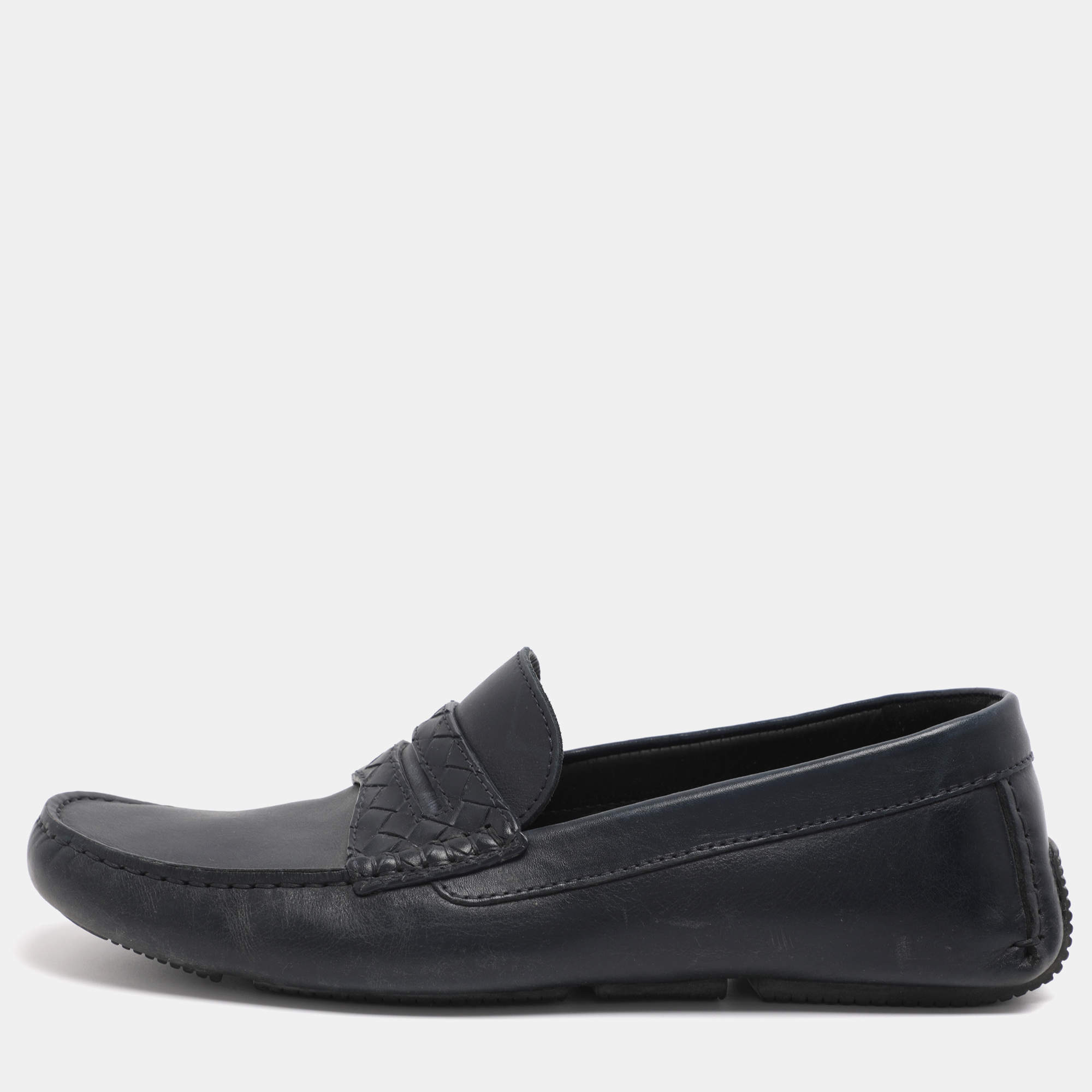 مملوكة مسبقًا حذاء لوفرز بوتيغا فينيتا جلد أزرق كحلي بيني مقاس 41.5