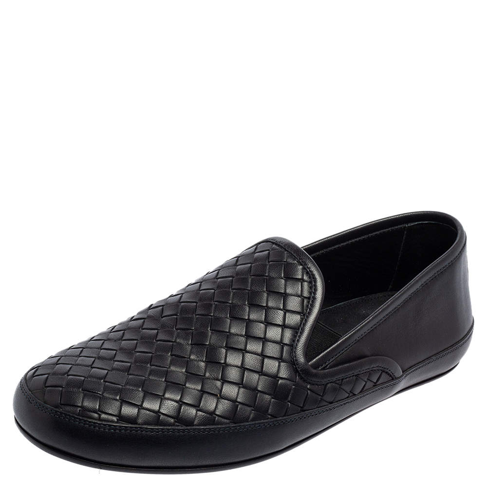 مملوكة مسبقًا Bottega Veneta Black Intrecciato Leather Smoking Slippers Size 40