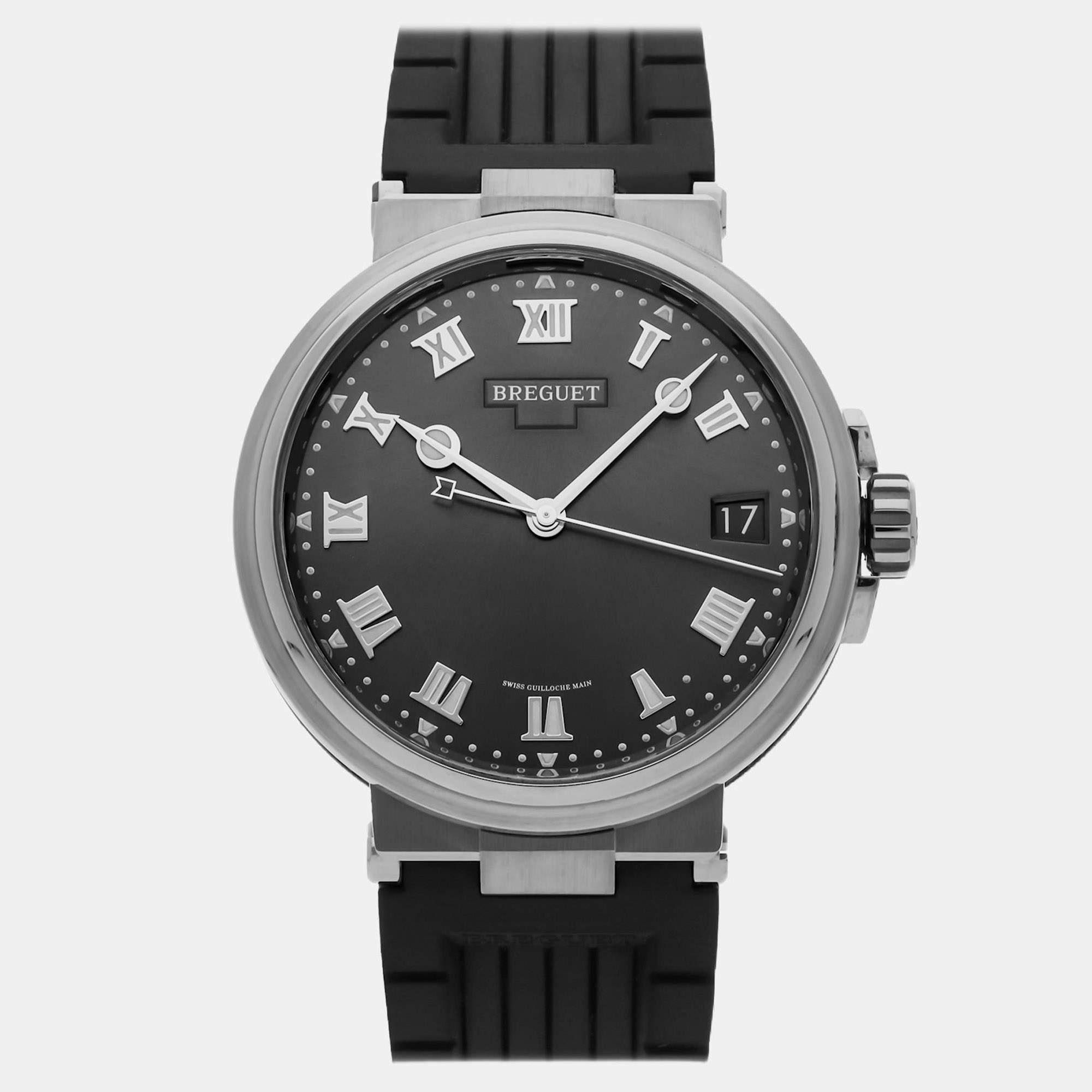 Pre Owned Breguet Marine 5517TI/G2/5ZU Grey Titanium Automatic Men's Watches 40mm