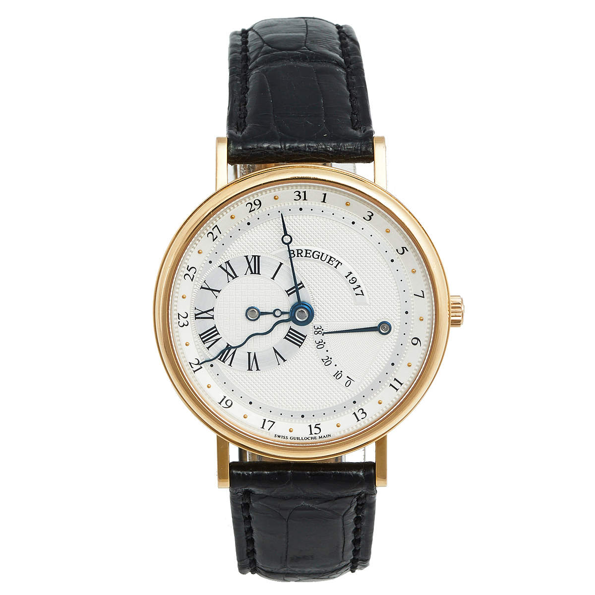 Breguet White 18k Rose Gold Alligator Classique Grande Reserve REF.3680 Men's Wristwatch 36 mm