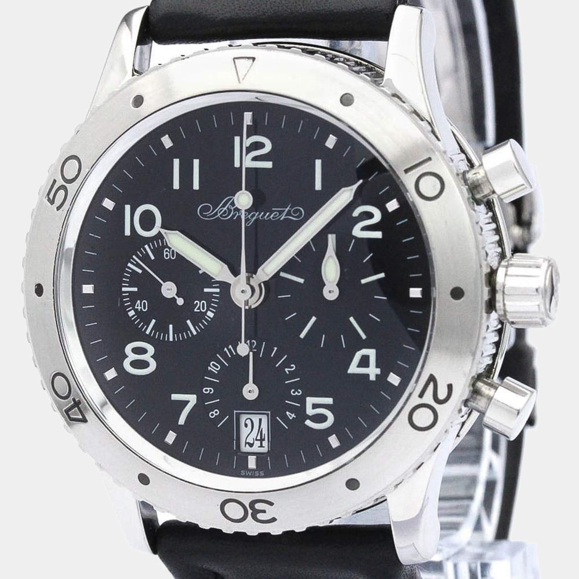 Breguet Black Stainless Steel Transaltantique Type XX 3820 Men s