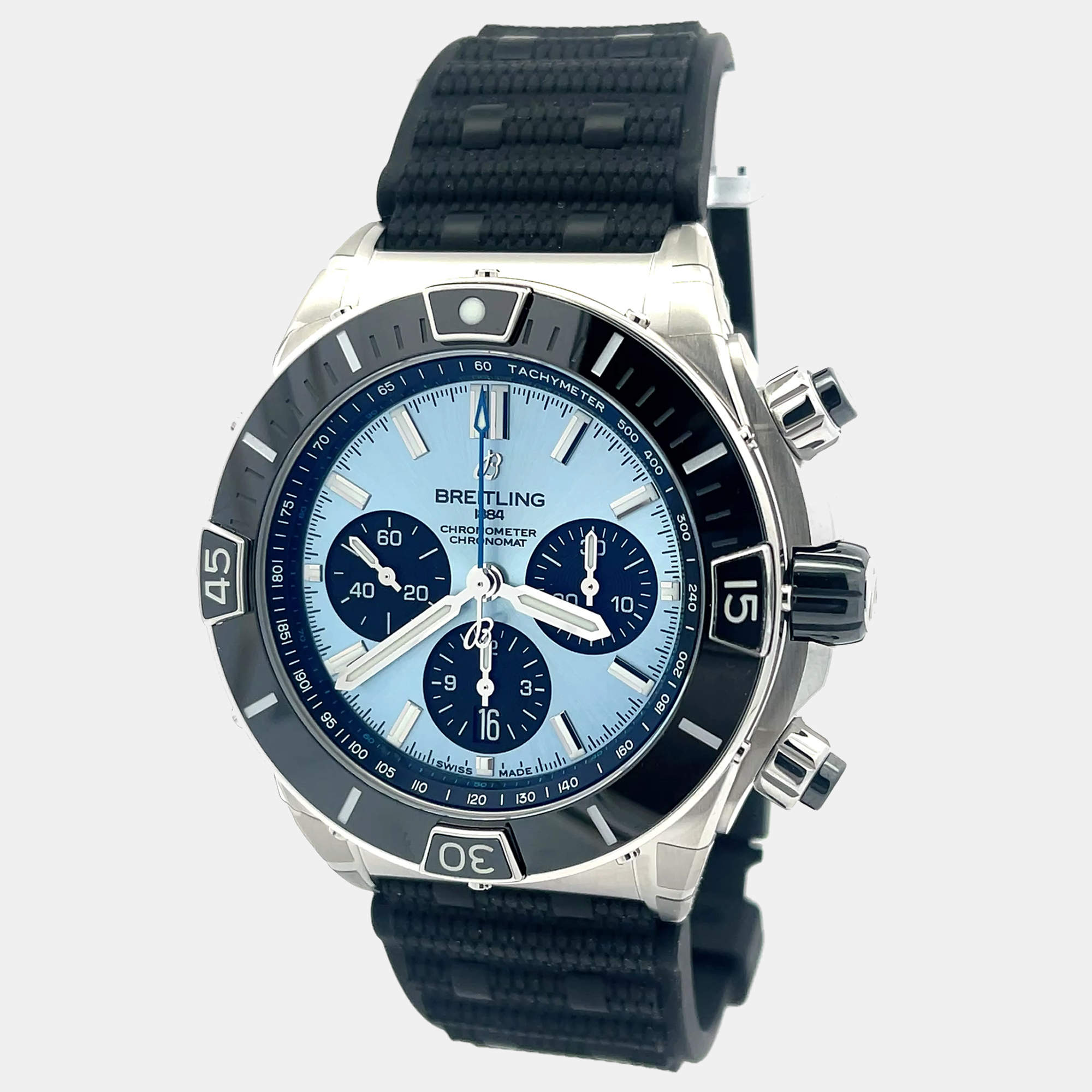 Pre Owned Breitling Chronomat PB0136251C1S1 Automatic Ice Blue Stainless Steel Men’s Wristwatch 44 mm