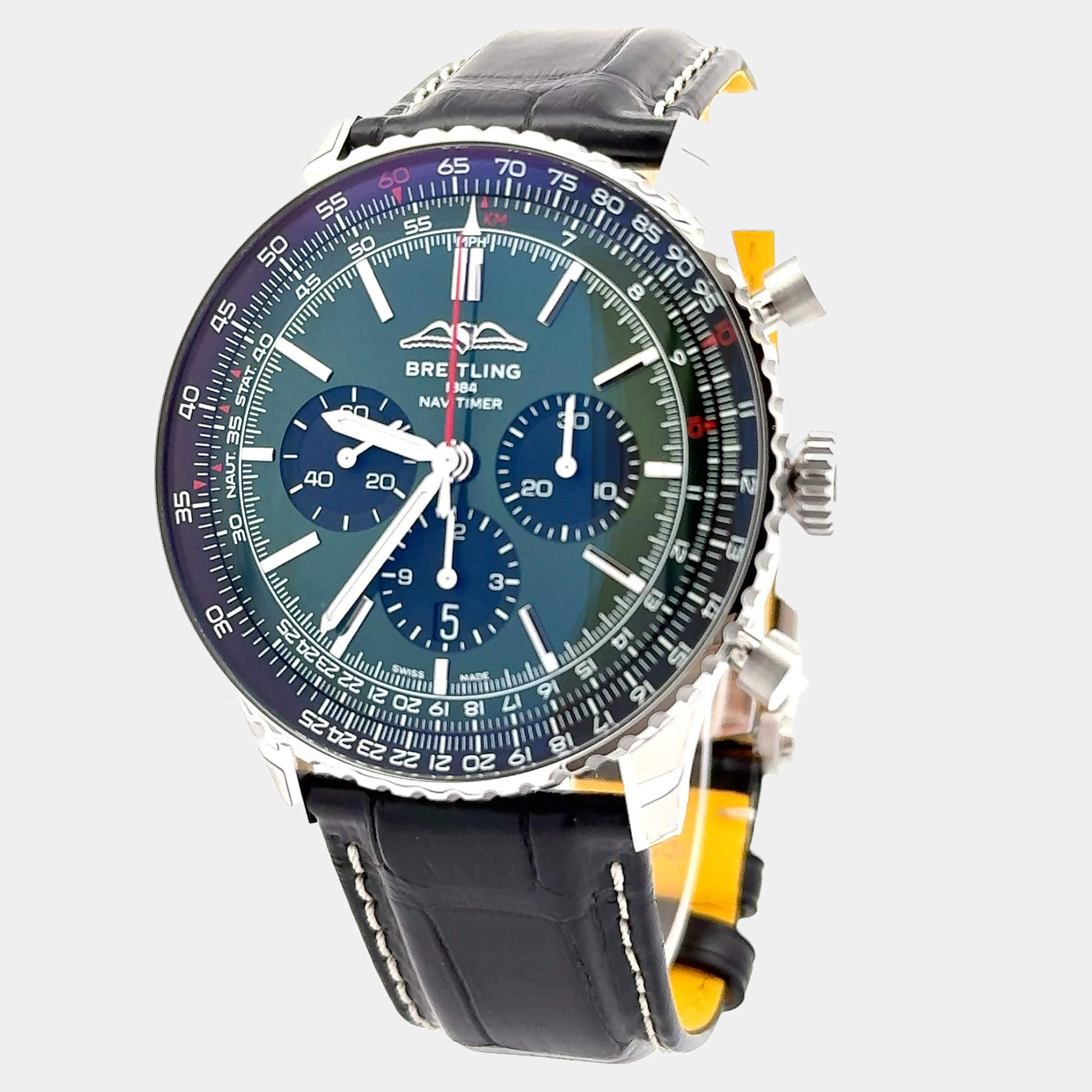 Pre Owned Breitling Navitimer AB0137241L1P1 Automatic Green Stainless Steel Men’s Wristwatch 46 mm