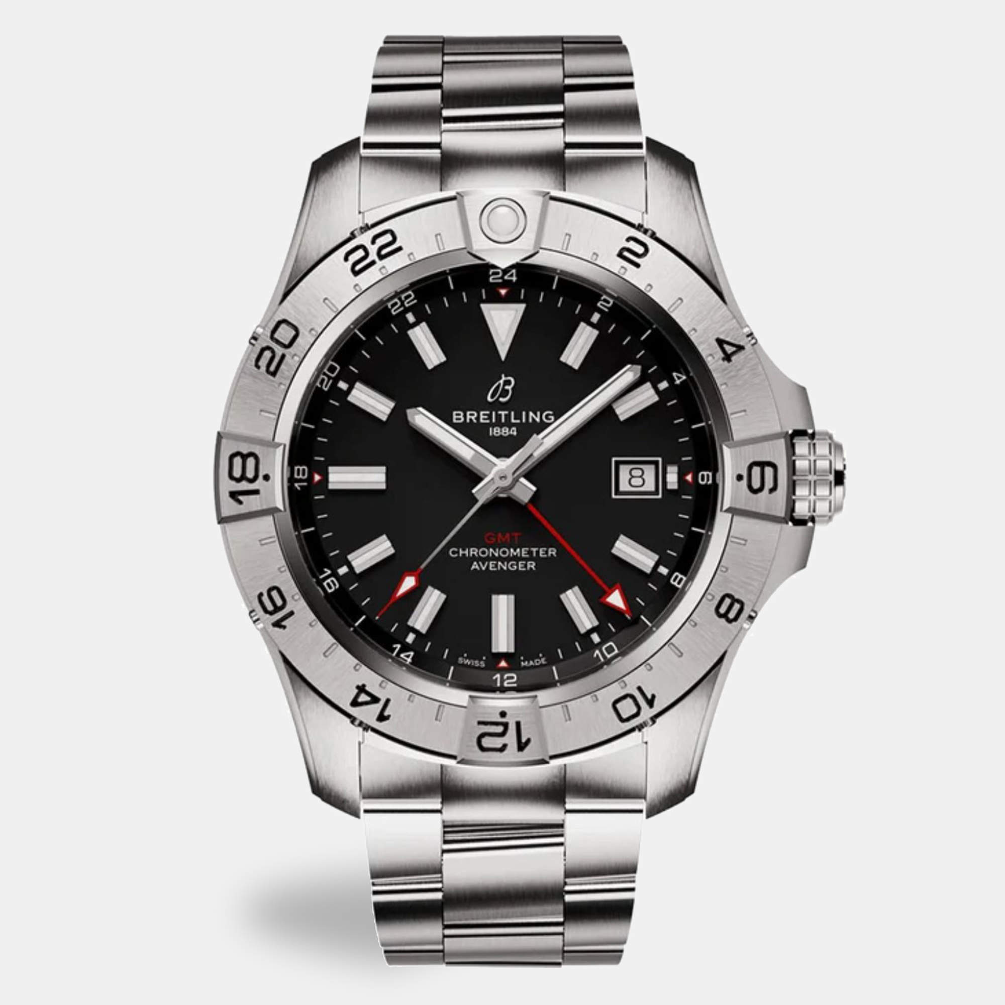 Pre Owned ساعة بريتلينغ أفينجر A32320101B1A1 أوتوماتيكية ستانلس ستيل سوداء رجالية 44 مم