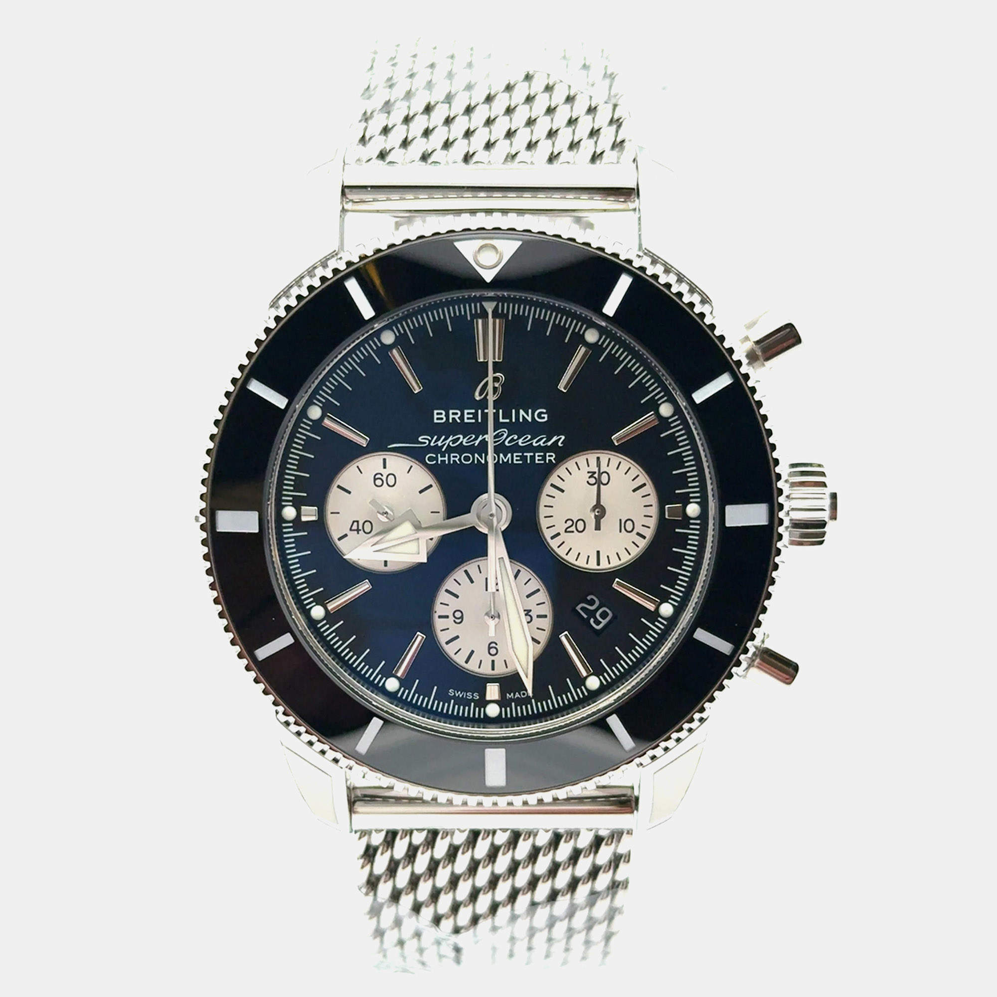 Pre Owned ساعة يد رجالية بريتلينغ سو بر أوشن هيريتاج II كرونوغراف B01 AB0162121B1A1 أوتوماتيك سوداء ستانلس ستيل 44 مم