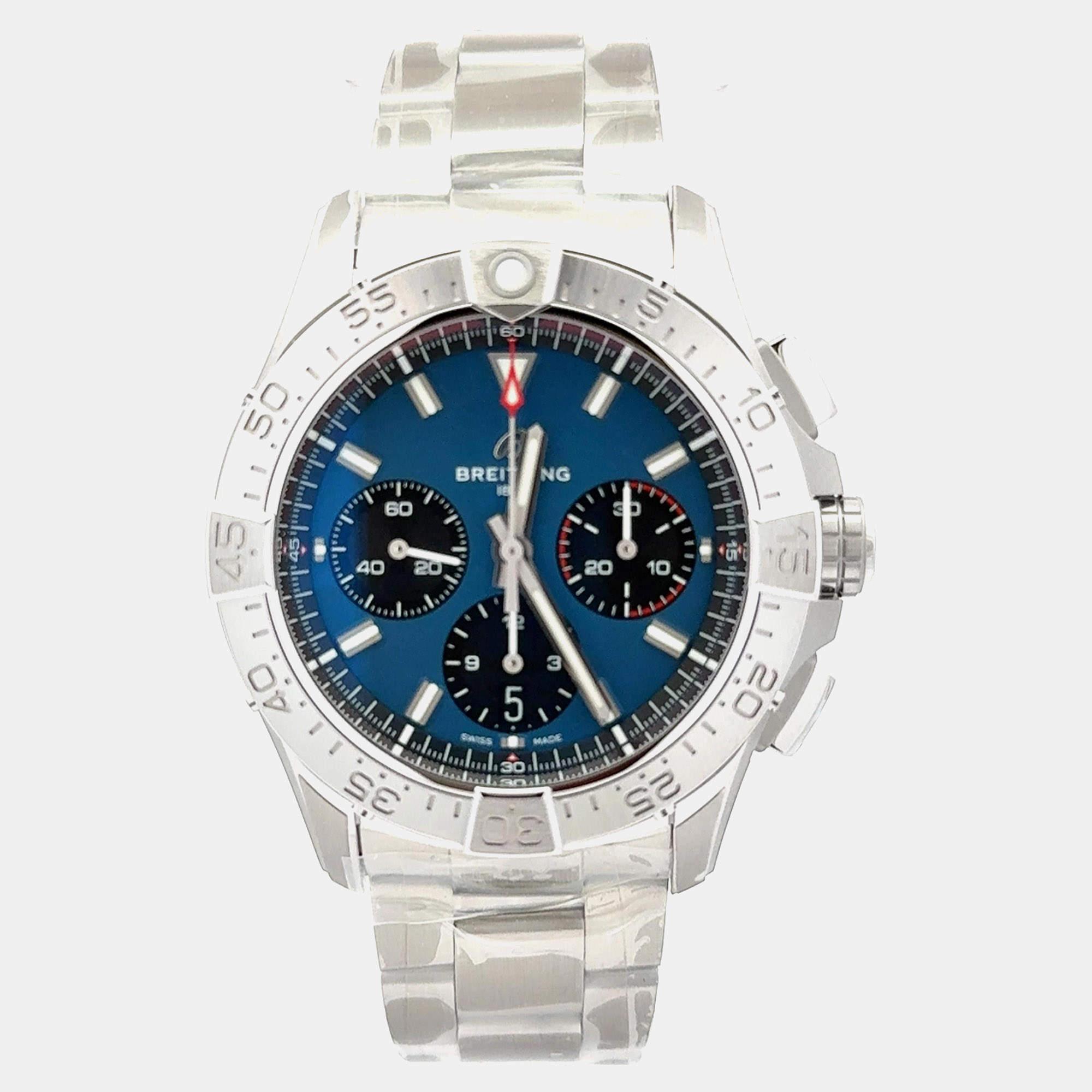 Pre Owned ساعة يد رجالية بريتلينغ أفينجر B01 كرونوجراف 42 AB0146101C1A1 أوتوماتيك زرقاء ستانلس ستيل 42 مم