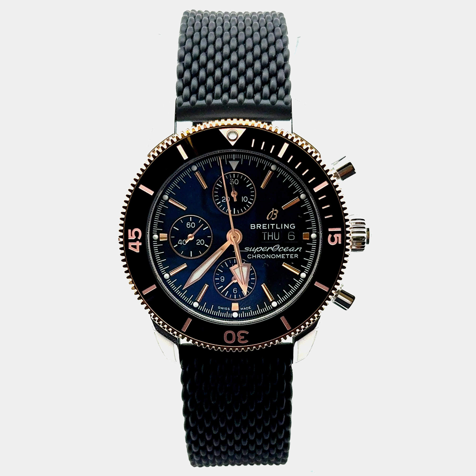 Pre Owned Breitling Superocean Heritage II U13313121B1S1 Black 18K Yellow Gold, Stainless Steel Automatic Men's Wristwatch 44mm