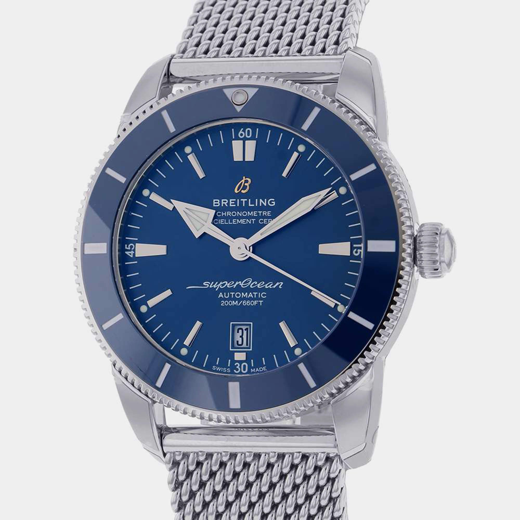 Breitling Blue Stainless Steel Superocean AB2020161C1A1 Automatic Men's Wristwatch 46 mm