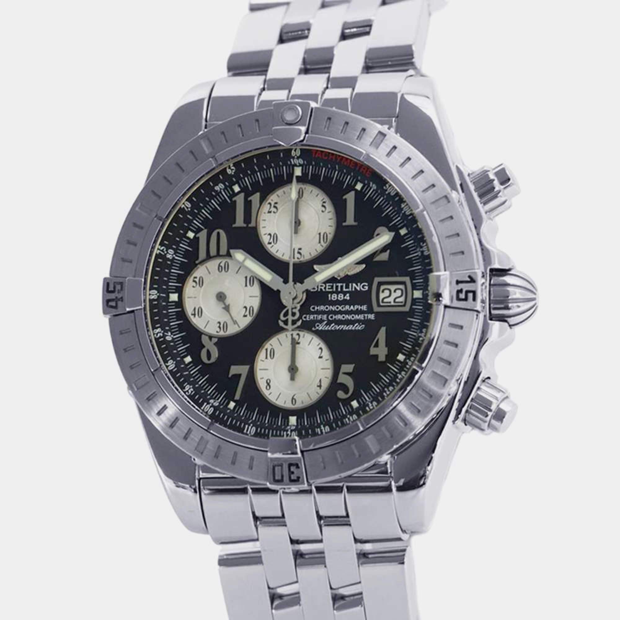 Breitling Black Stainless Steel Chronomat  Automatic Men's Wristwatch 44 mm