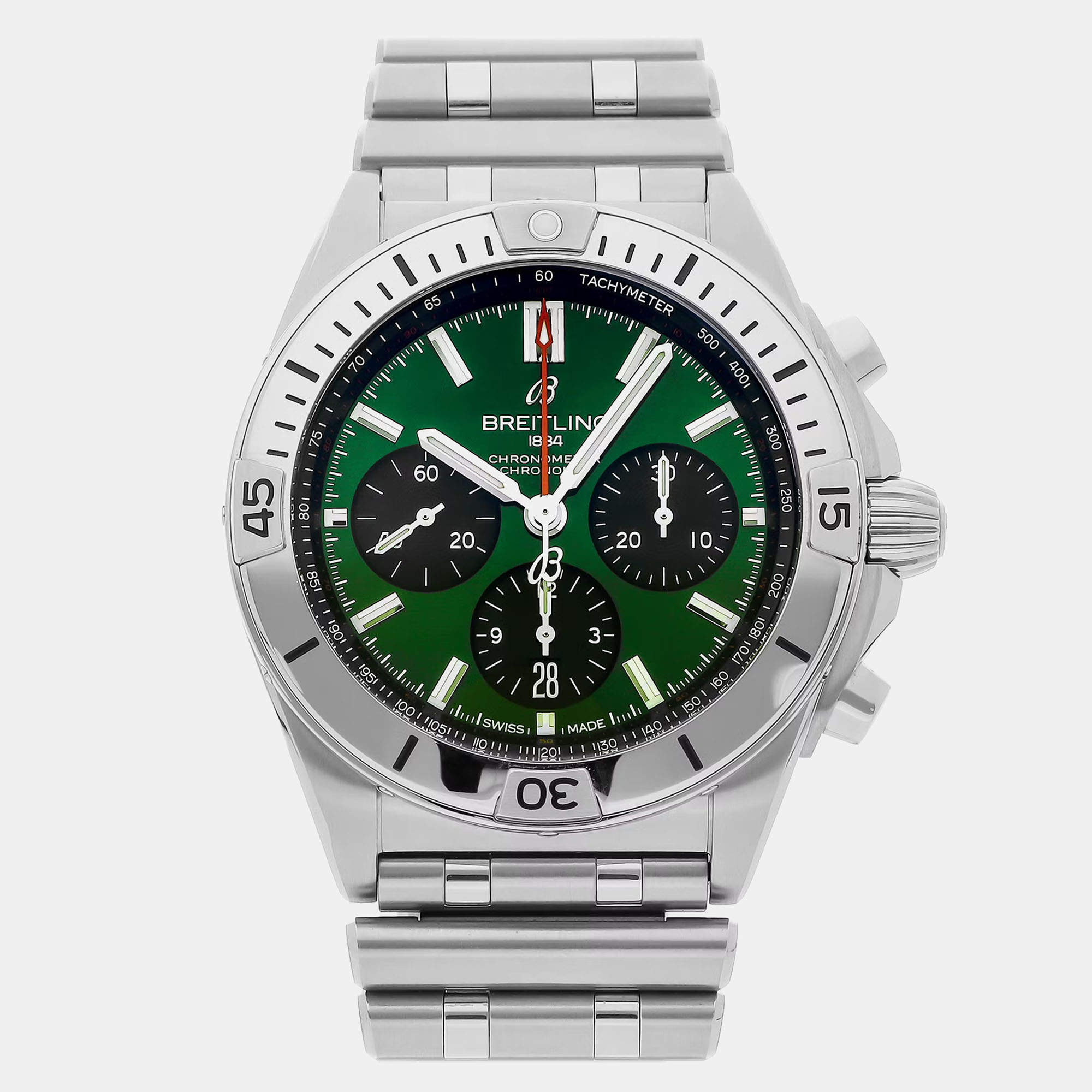 Breitling Green Stainless Steel Chronomat AB0134101L1A1 Automatic Men's Wristwatch 42 mm