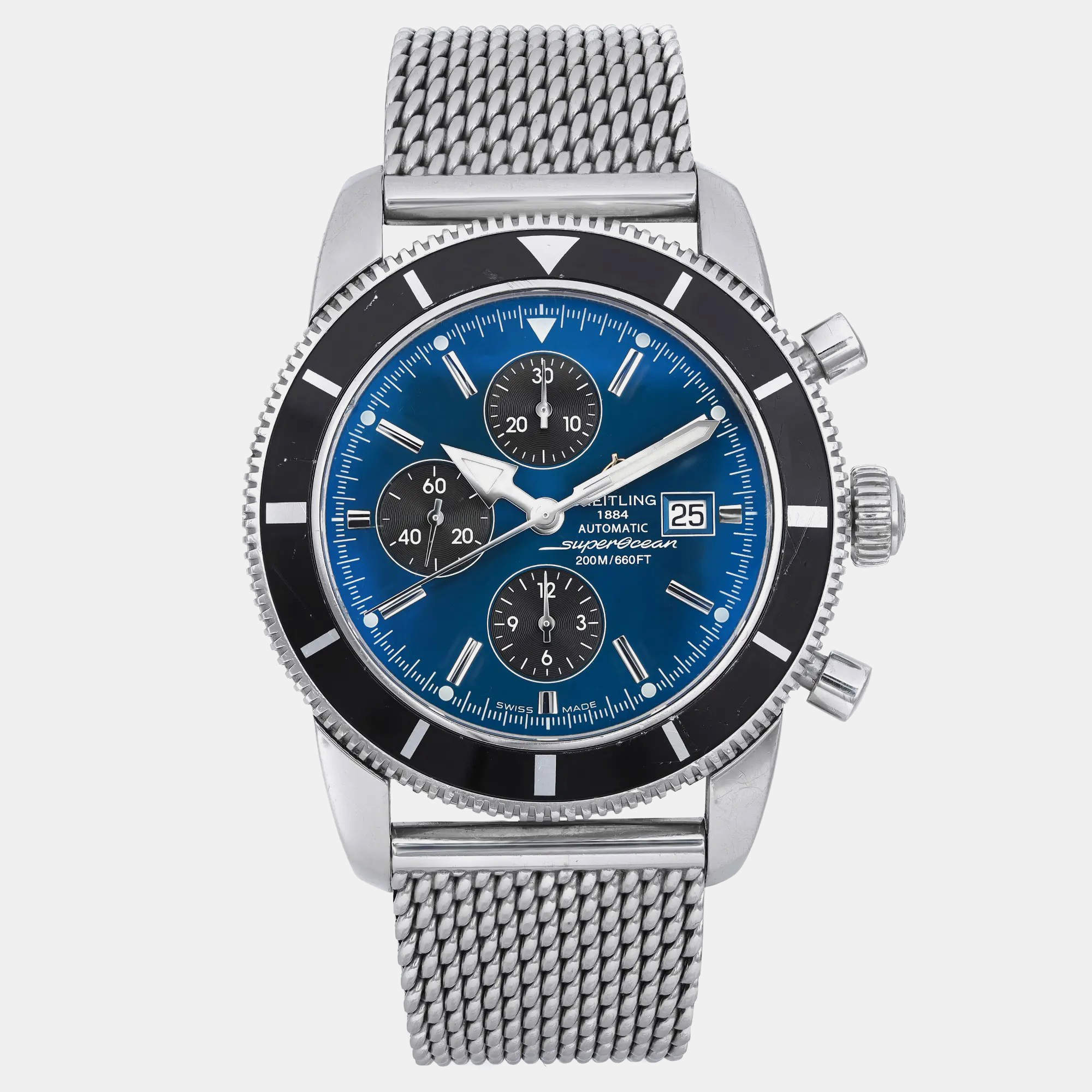 Pre Owned Breitling Blue Stainless Steel Superocean Heritage Chronograph A13320 Automatic  Men's Wristwatch 46mm