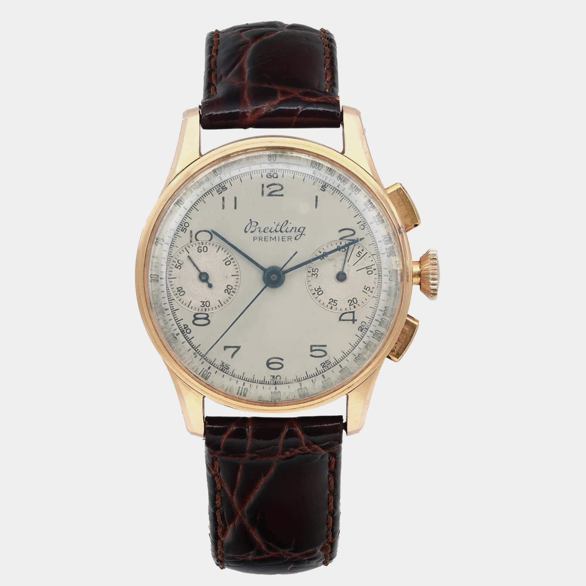 Vintage Breitling Premier 18K Rose Gold Hand Wind Men's Wristwatch