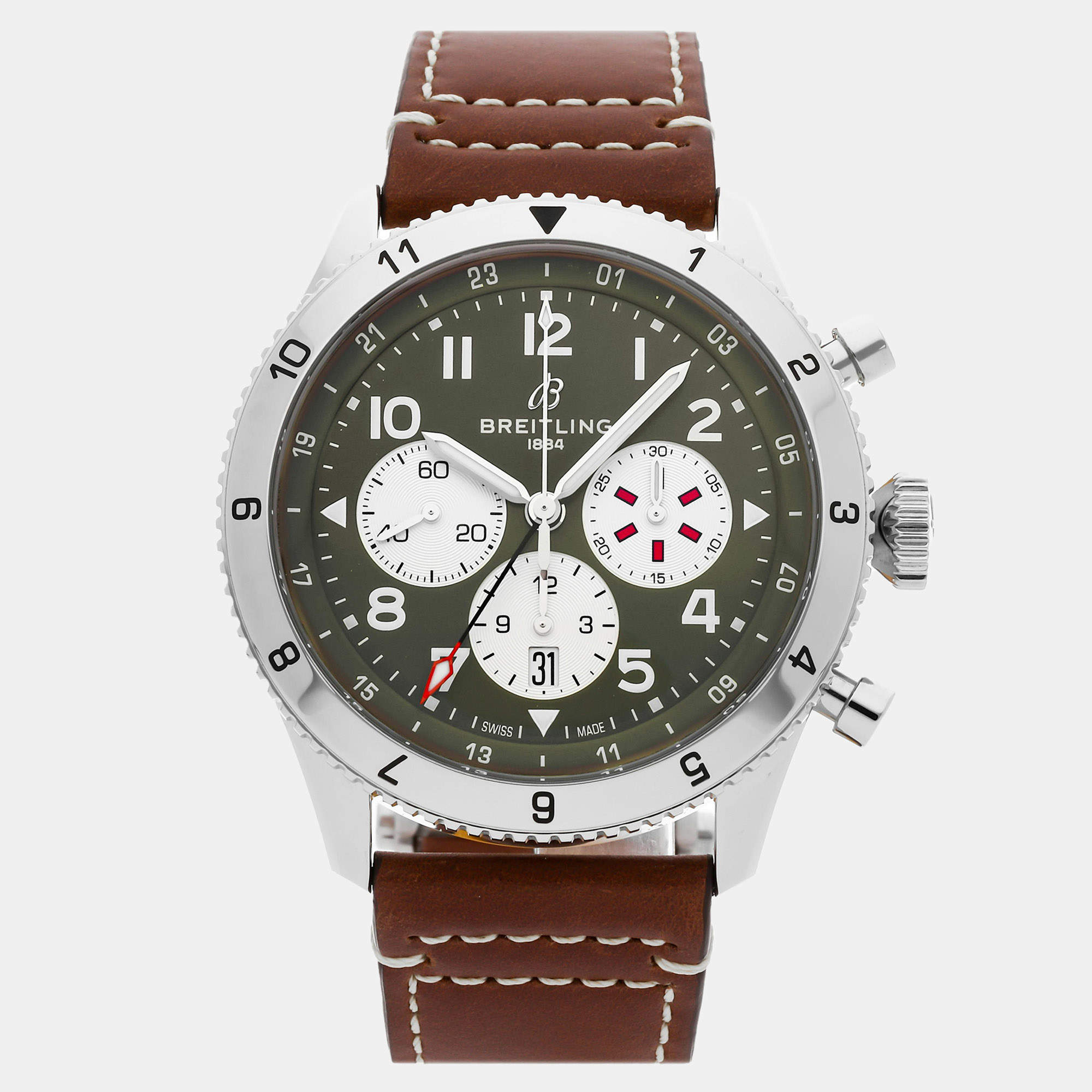 Breitling Super Avi B04 Chronograph GMT Curtiss Warhawk AB04452A1L1X1 Automatic Men's Wristwatch 46MM