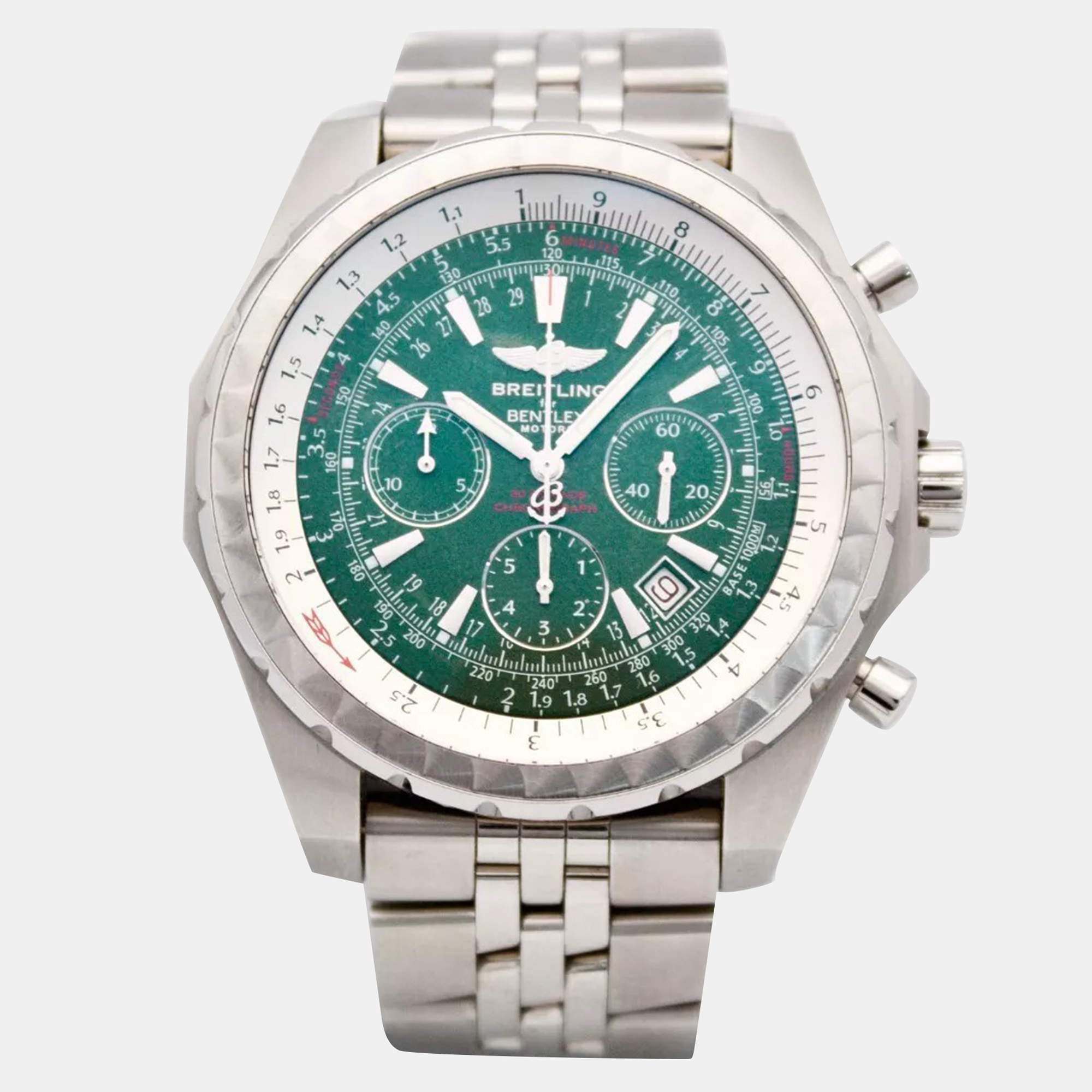 Breitling Green Stainless Steel Bentley A25363 Automatic Men's Wristwatch 48mm
