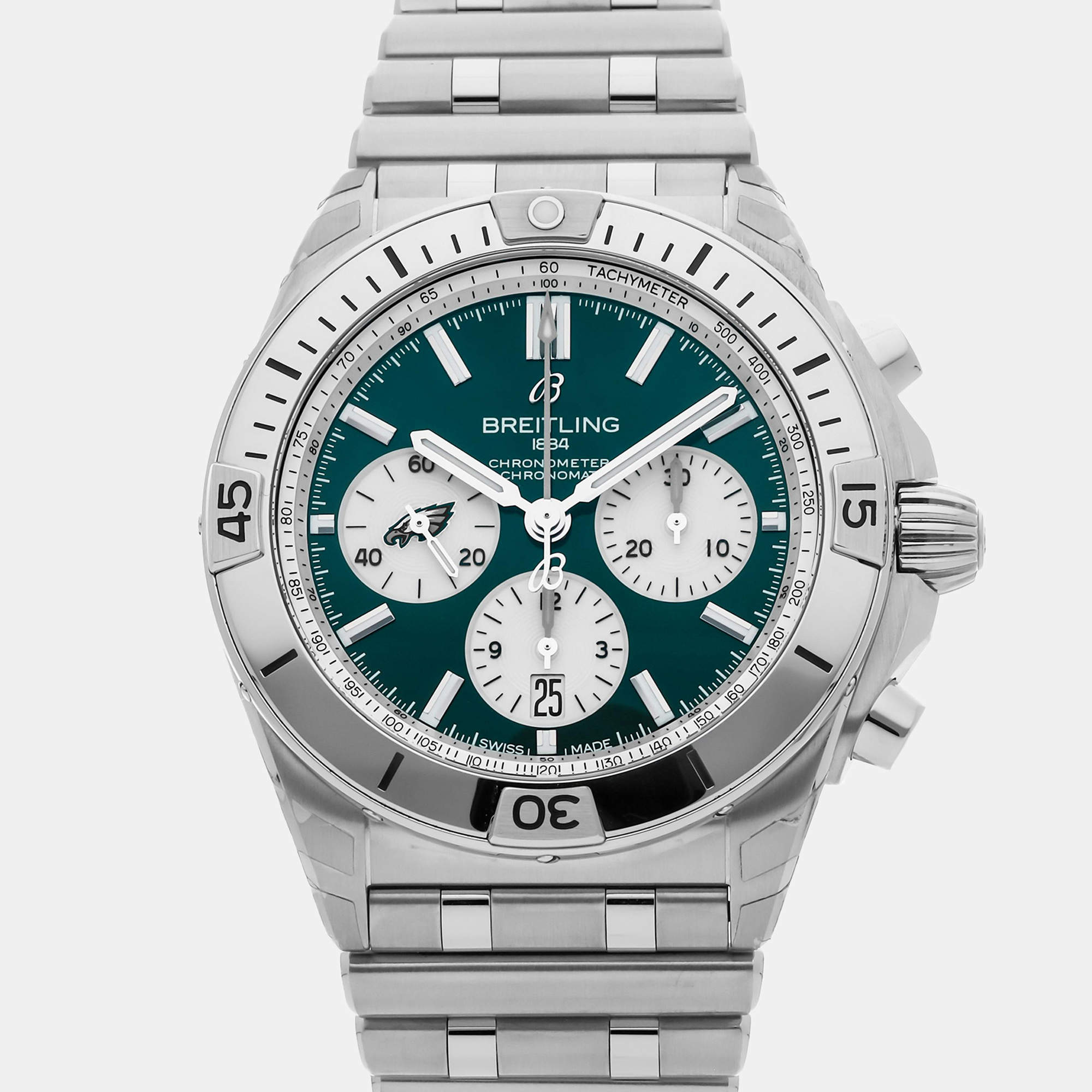 Breitling Chronomat B01 NFL Philadelphia Eagles Edition AB01342B1L4A1 Automatic Chronograph Men's Wristwatch 