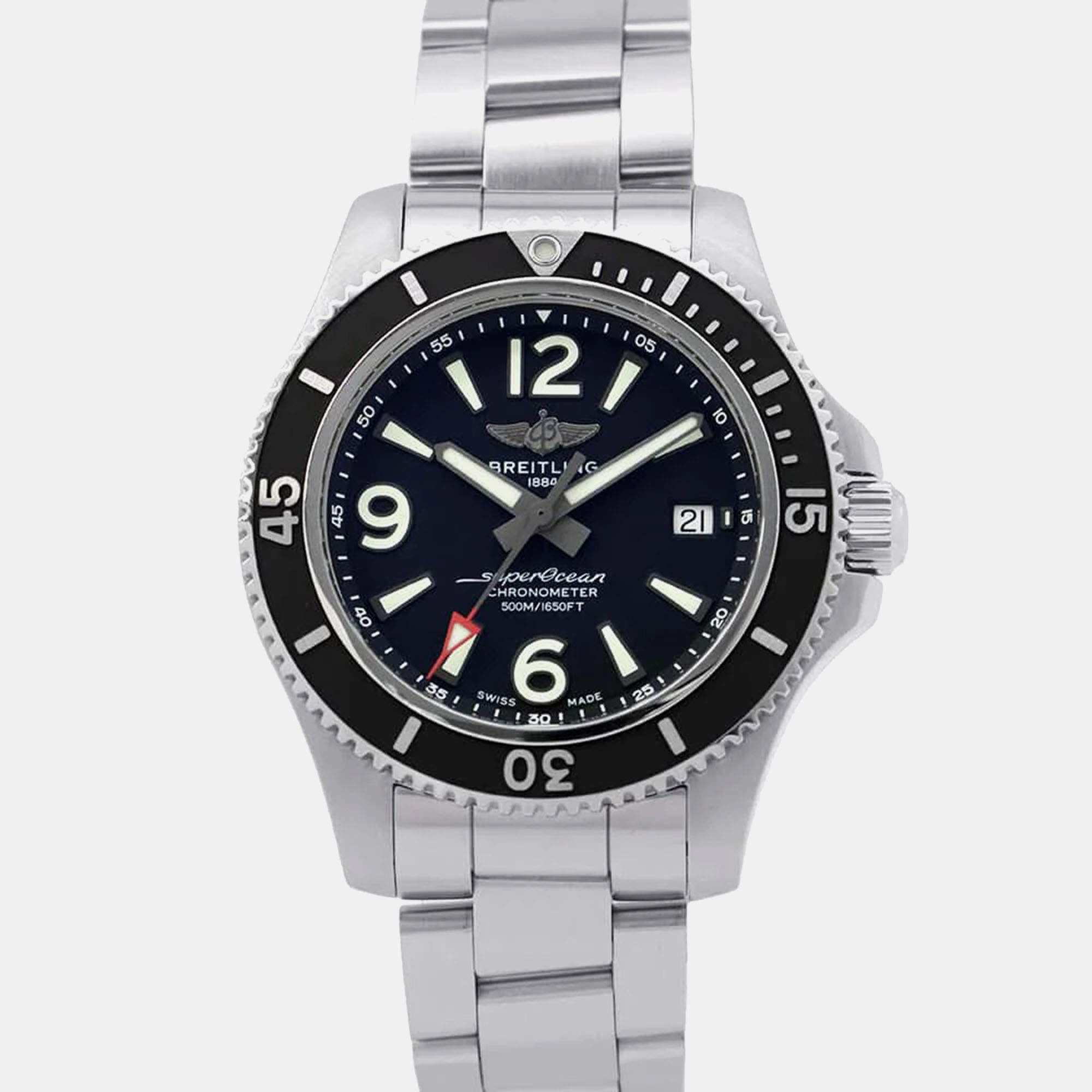 Breitling Black Stainless Steel Superocean A17366021B1A1 Automatic Men's Wristwatch 42 mm
