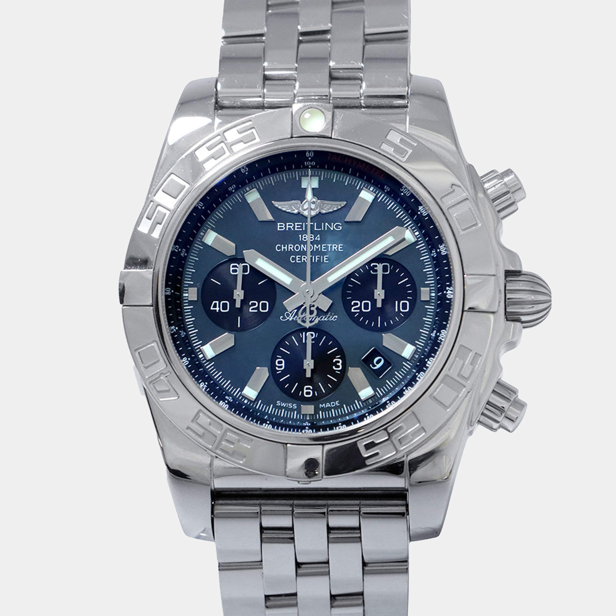 Breitling Black MOP Stainless Steel Chronomat AB01114K/BD34 Automatic Chronograph Men's Wristwatch 44 mm