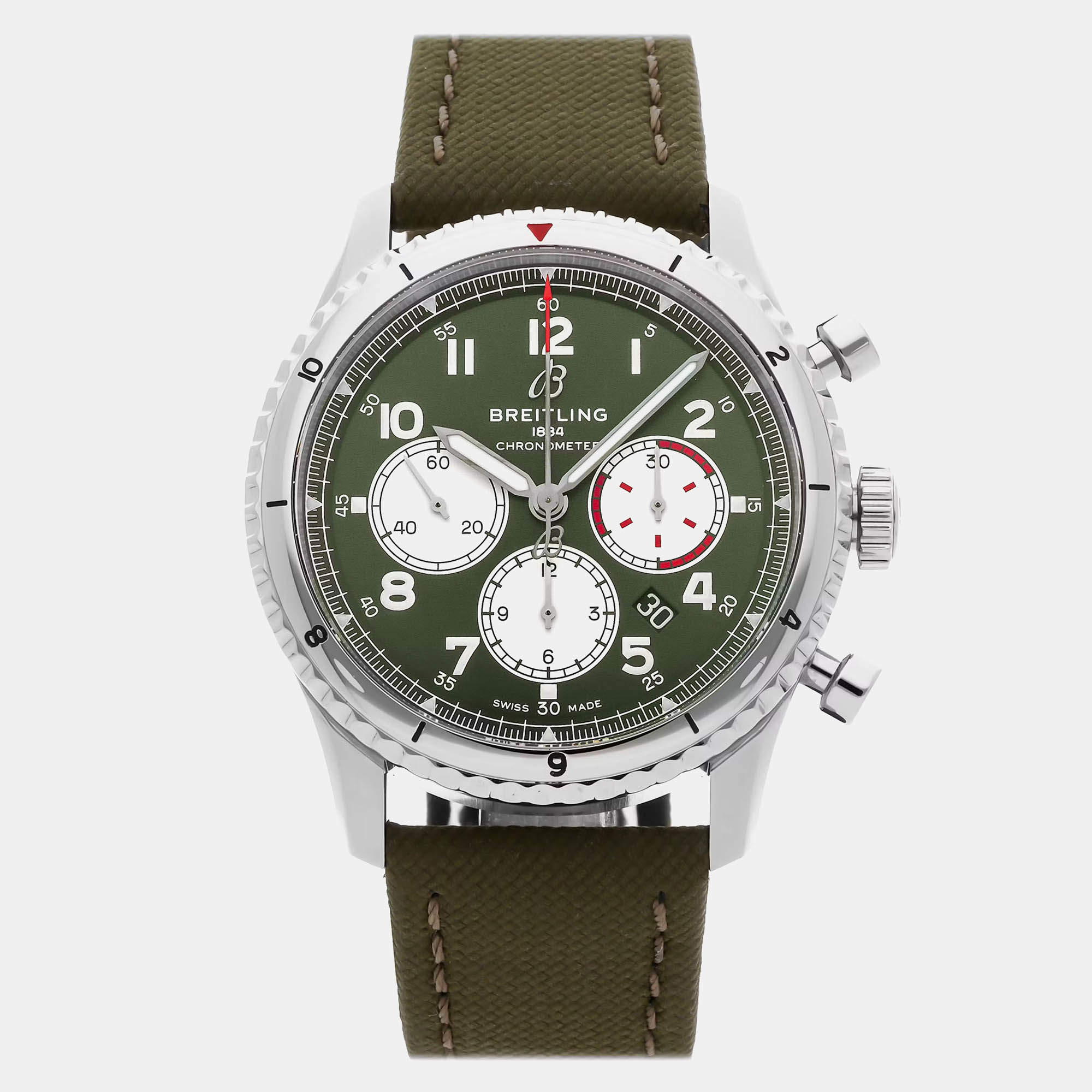 Pre-Owned Breitling Aviator 8 B01 Chronograph Curtiss Warhawk AB01192A1L1X2 43 mm