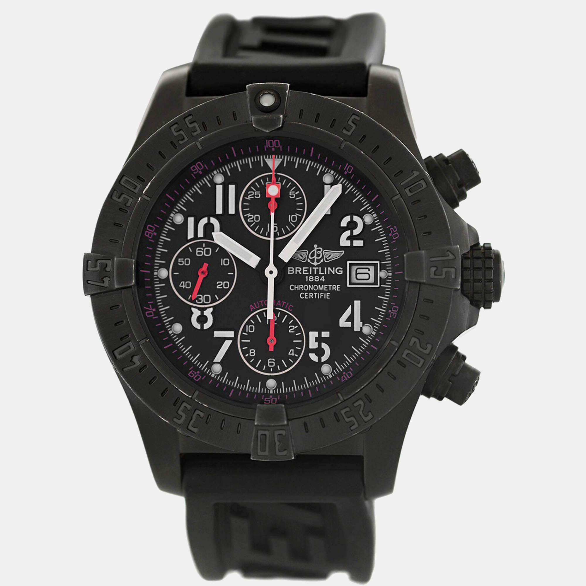 Breitling Black Stainless Steel Avenger Skyland M13380 Automatic Men's Wristwatch 45mm