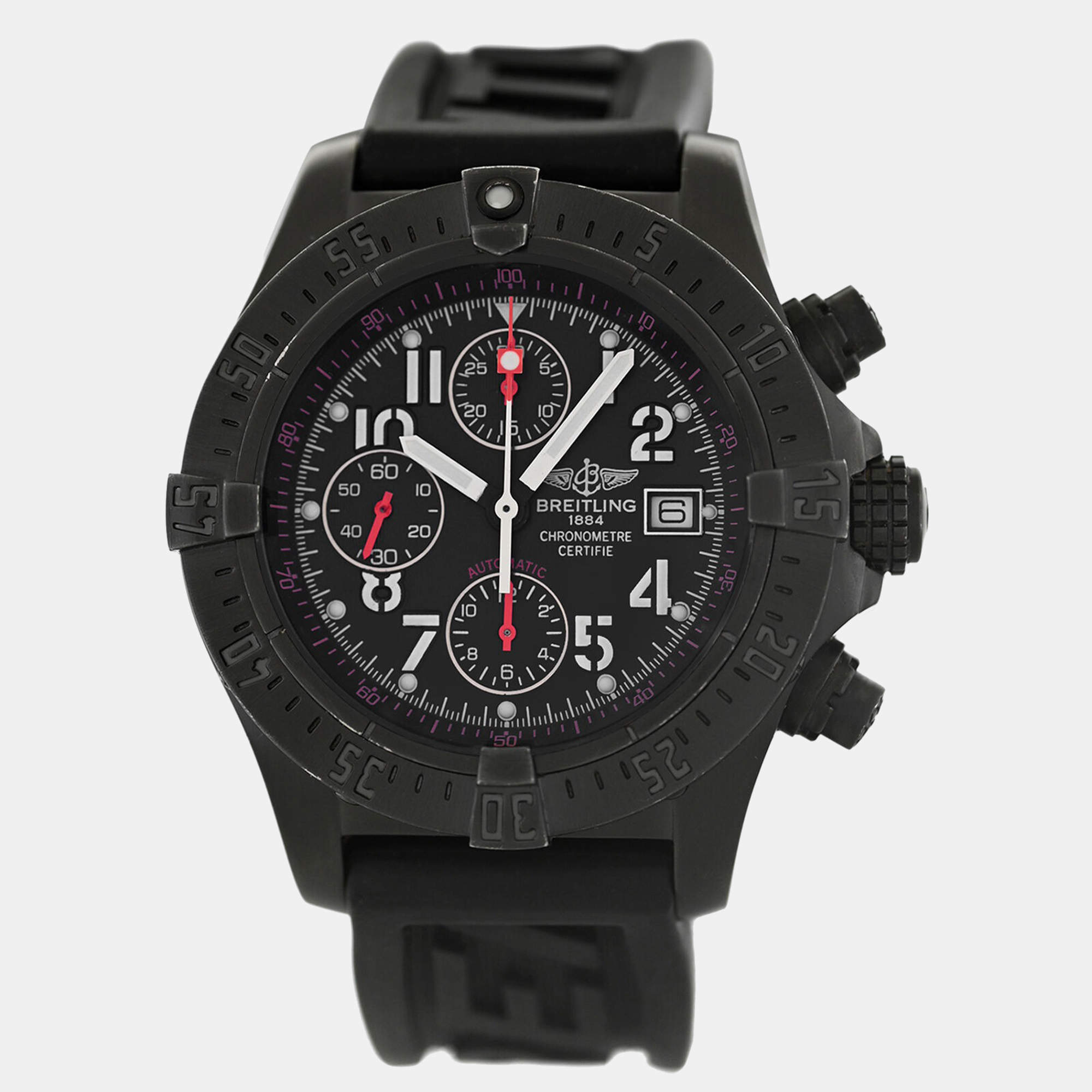 Breitling Black Stainless Steel Avenger Skyland M13380 Automatic Men's Wristwatch 45 mm