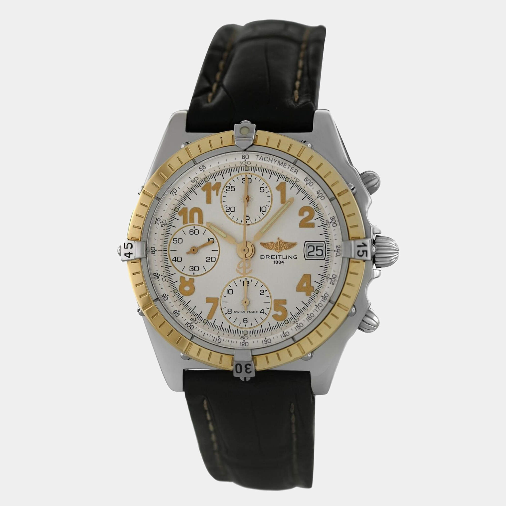 Breitling White Yellow Gold Stainless Steel Chronomat D13050.1 Automatic Men's Wristwatch 40 mm