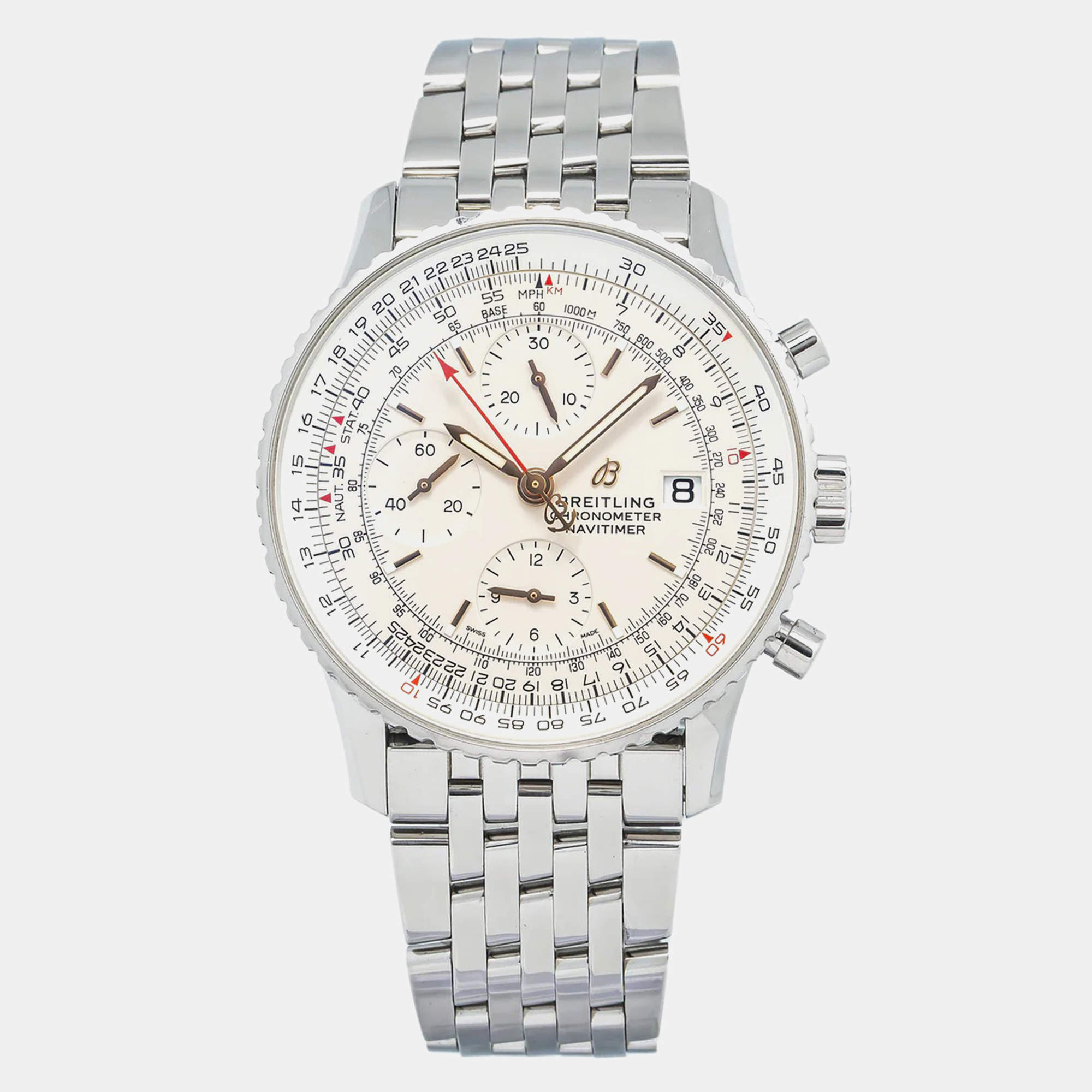Breitling White Stainless Steel Navitimer A13324121G1A1 Automatic Men's Wristwatch 41mm