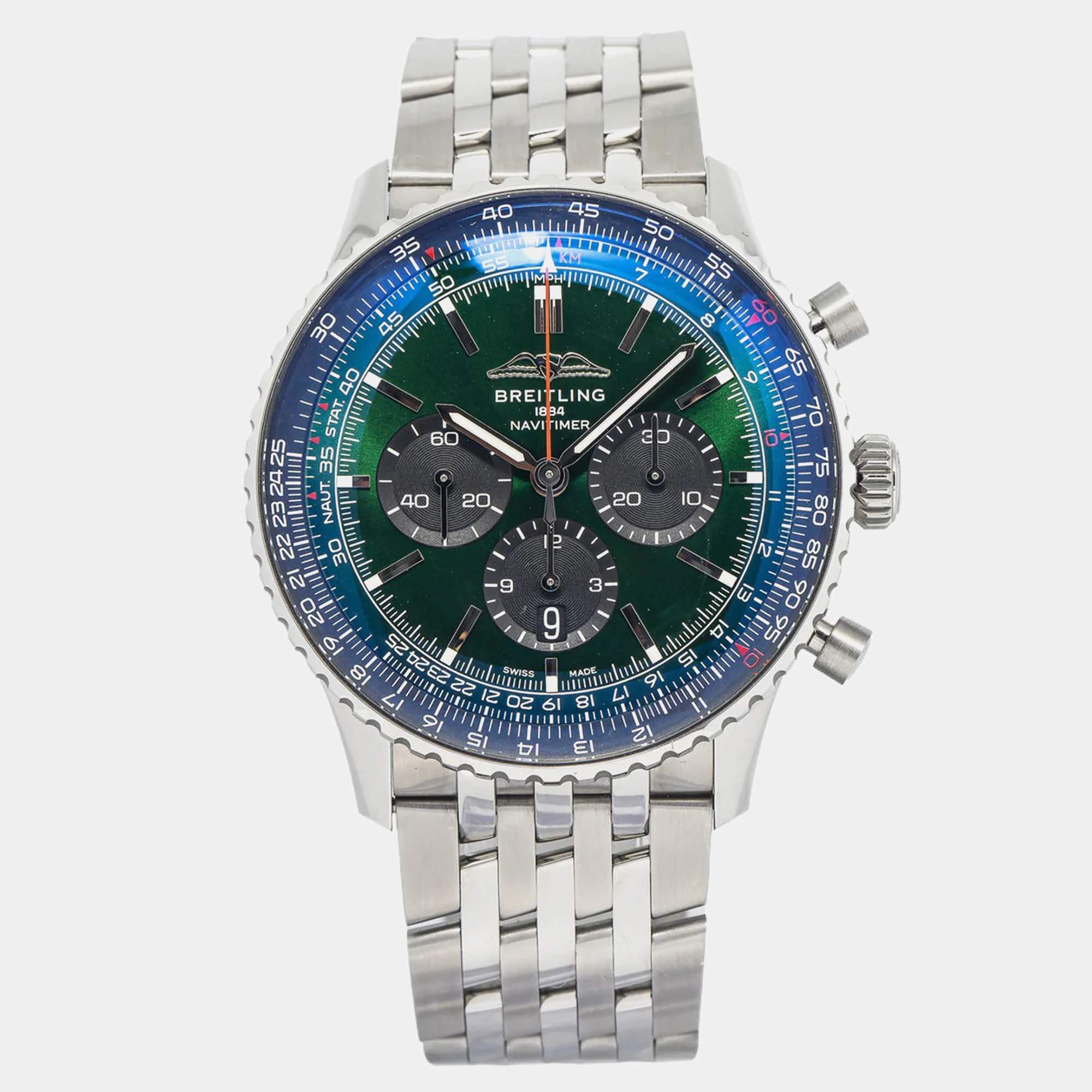Breitling Navitimer AB0137 Automatic Green Stainless Steel Men's Wristwatch 46 mm
