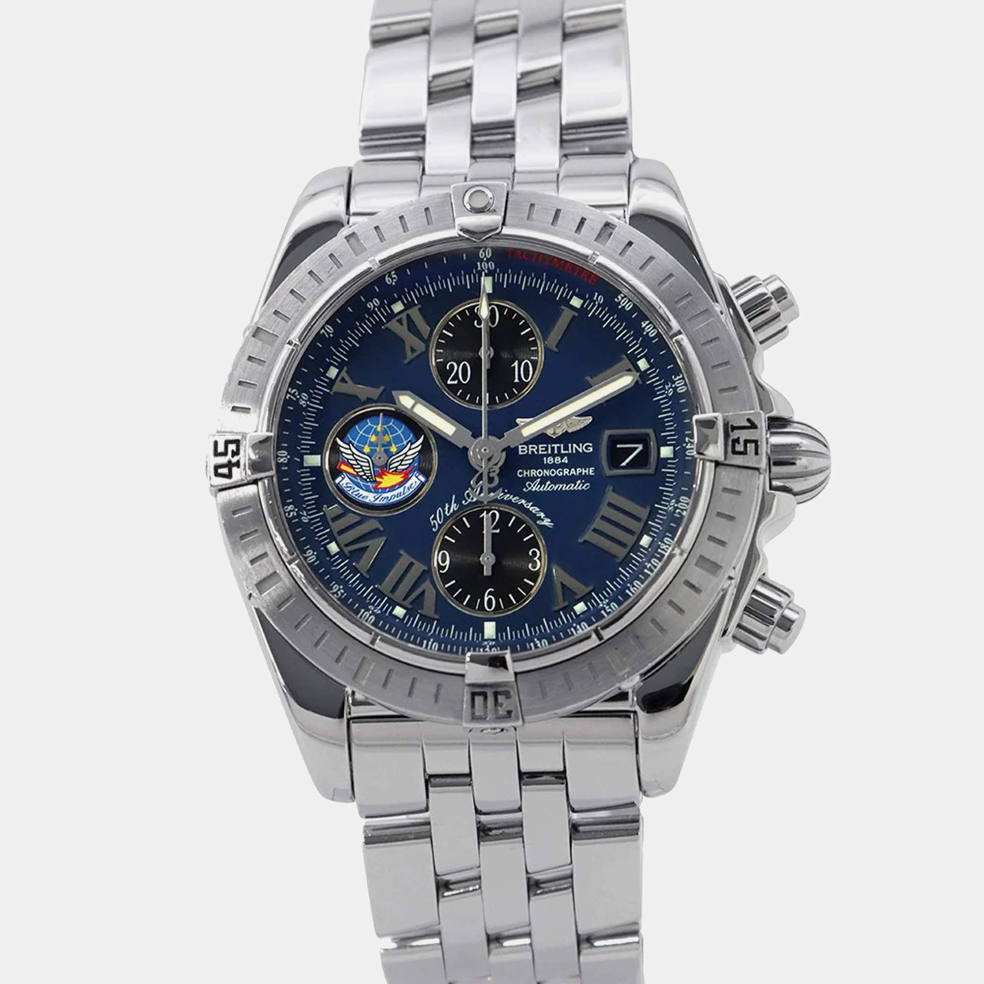 Breitling Chronomat A156CBIPA Automatic Blue Stainless Steel Chronograph Men's Wristwatch 43 mm