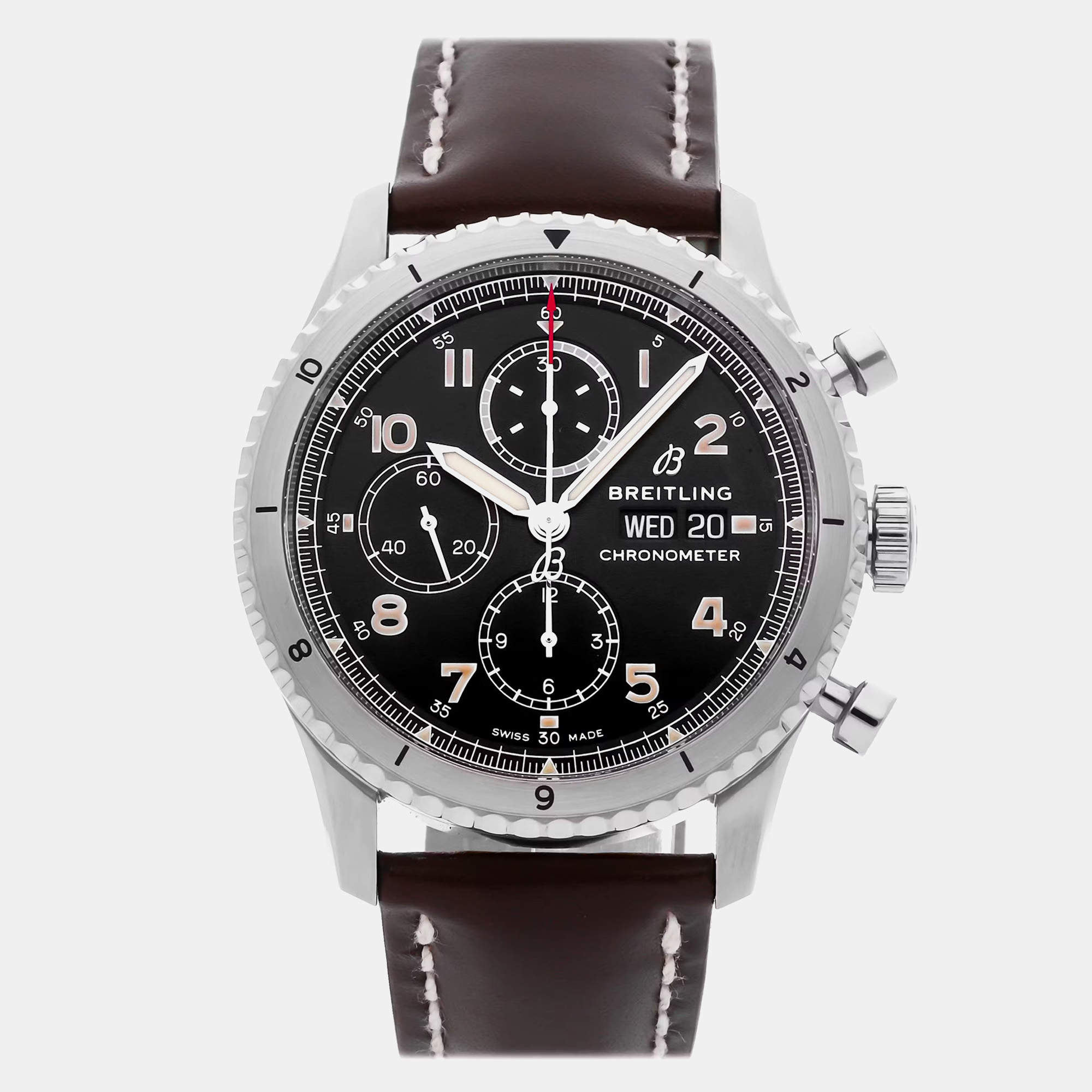 Pre-Owned Breitling Aviator 8 A13316101B1X3 Automatic Black Stainless Steel Men's Watch 43 mm