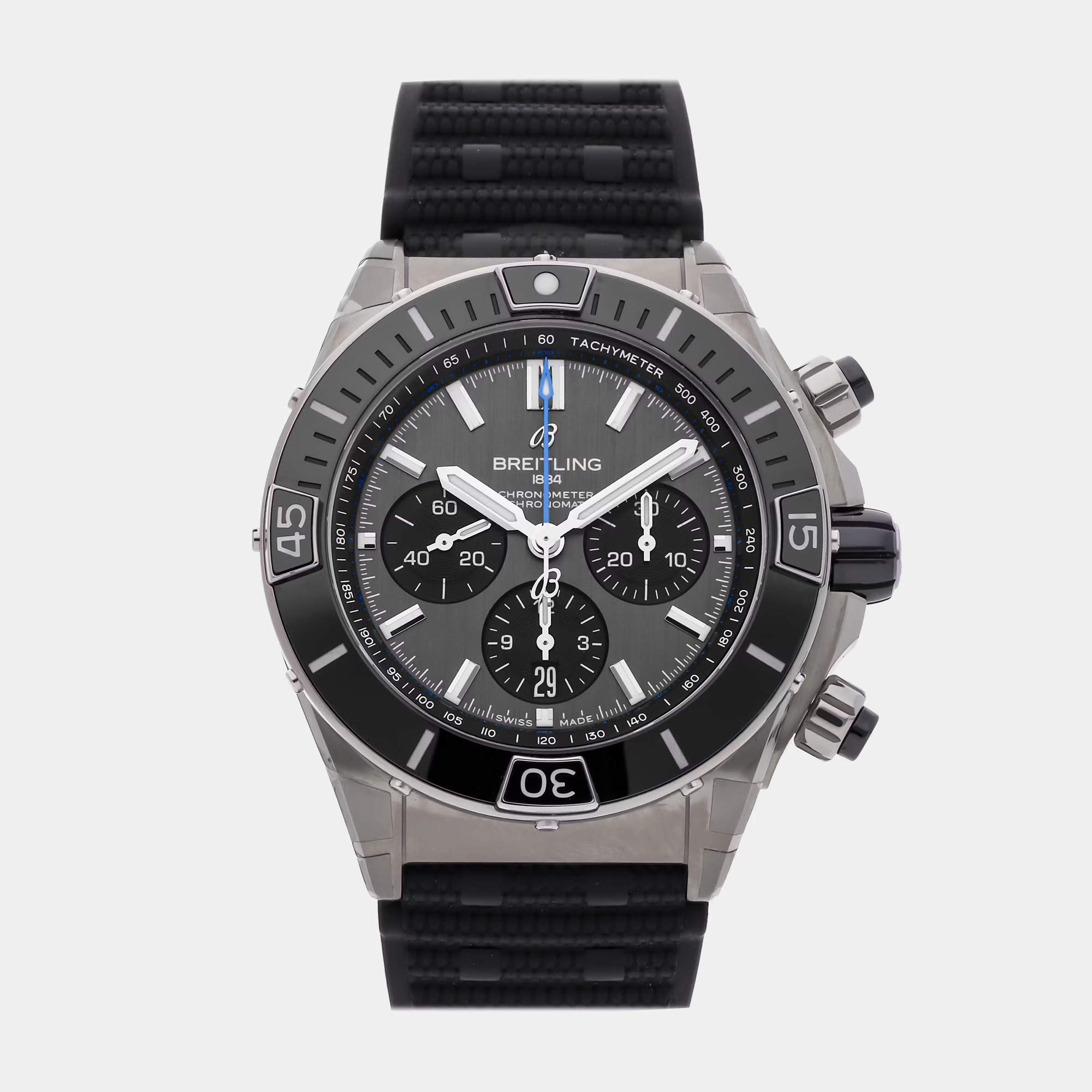 Pre Owned Breitling Super Chronomat B01 EB0136251M1S1 Automatic Black Titanium Men’s Wristwatch 44mm