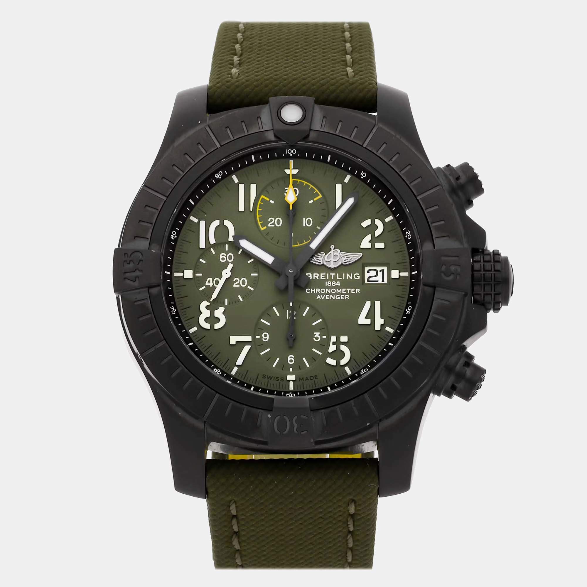 Pre Owned Breitling Avenger  V13317101L1X2 Automatic Green Titanium Men’s Wristwatch 45 mm