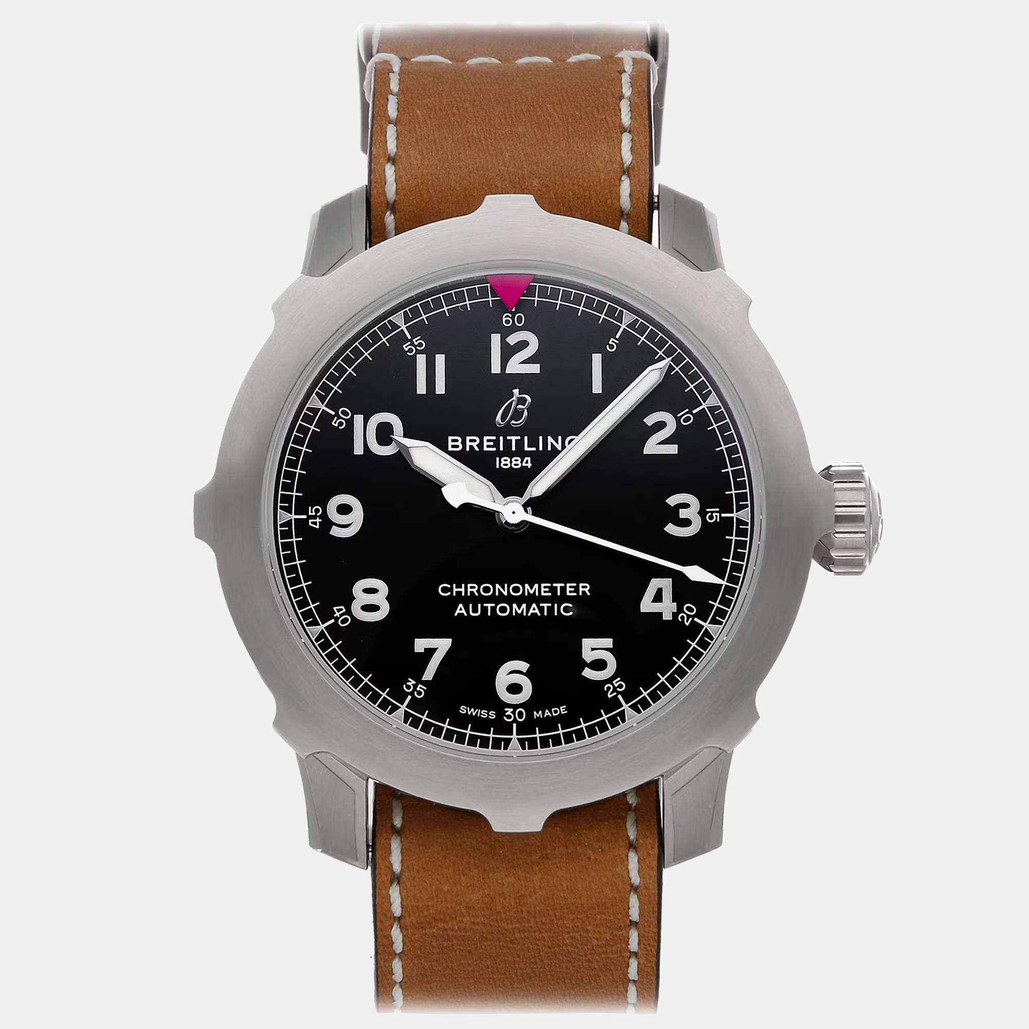 Pre Owned Breitling Aviator Super 8 B20 AB2040101B1X1 Automatic Black Stainless Steel Men’s Wristwatch 46 mm