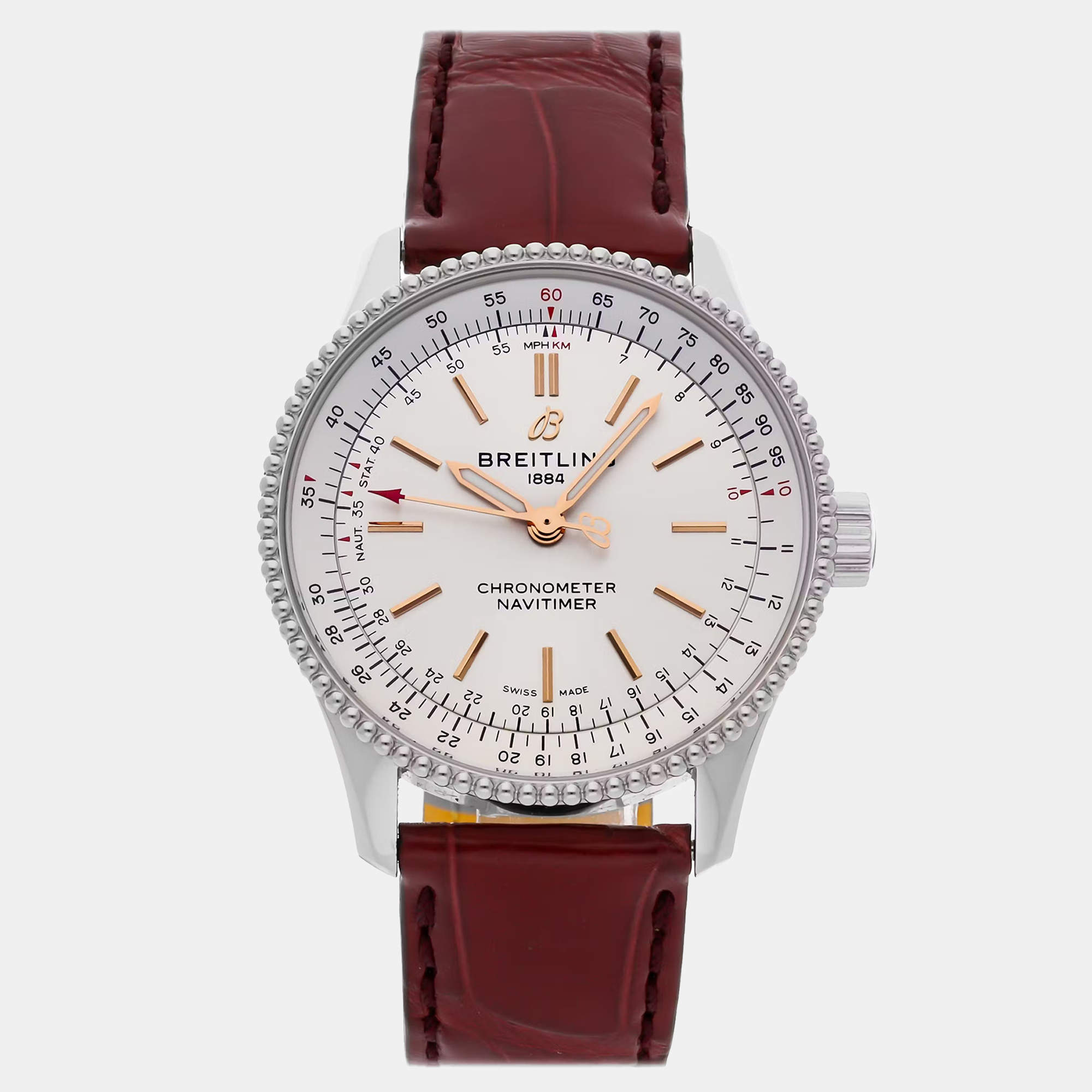 Pre Owned Breitling Navitimer A17395F41G1P2 Automatic Silver Stainless Steel Women’s Wristwatch 35 mm