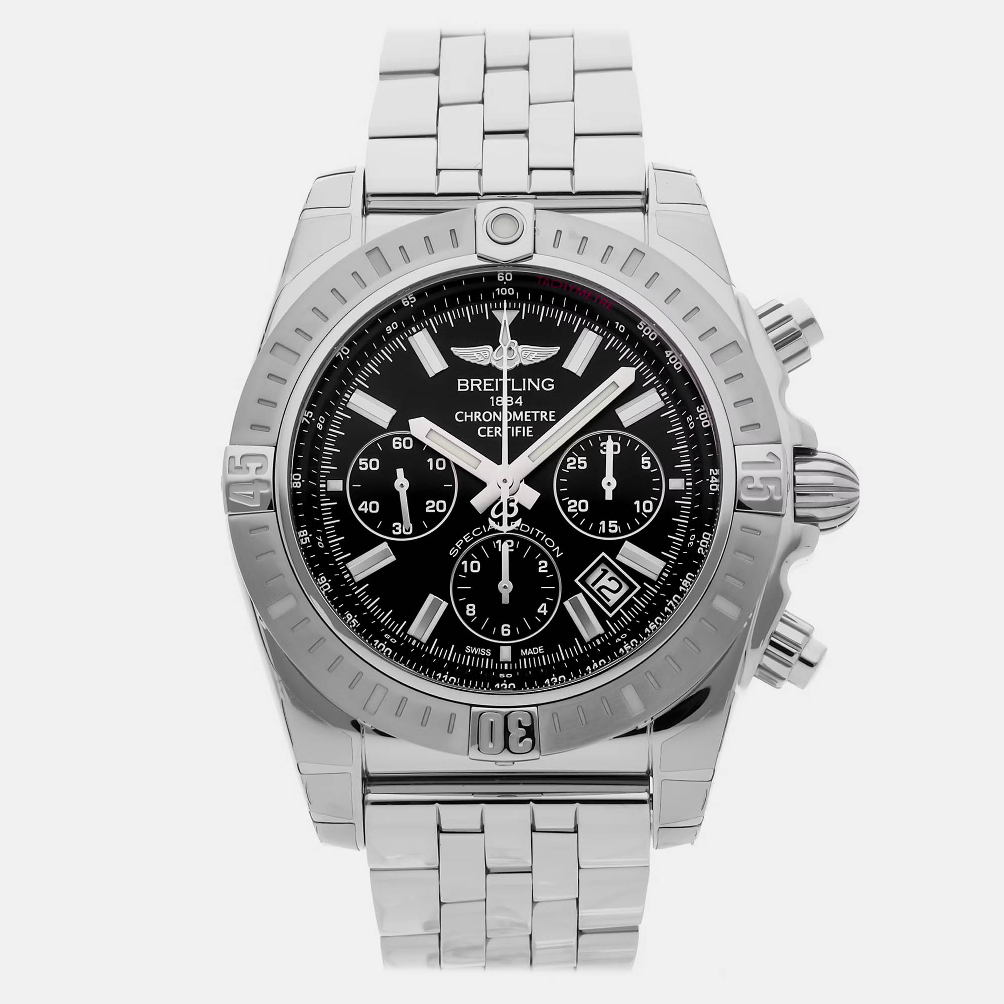 Pre Owned Breitling Chronomat AB0115111B1A1 Automatic Black Stainless Steel Men’s Wristwatch 44 mm