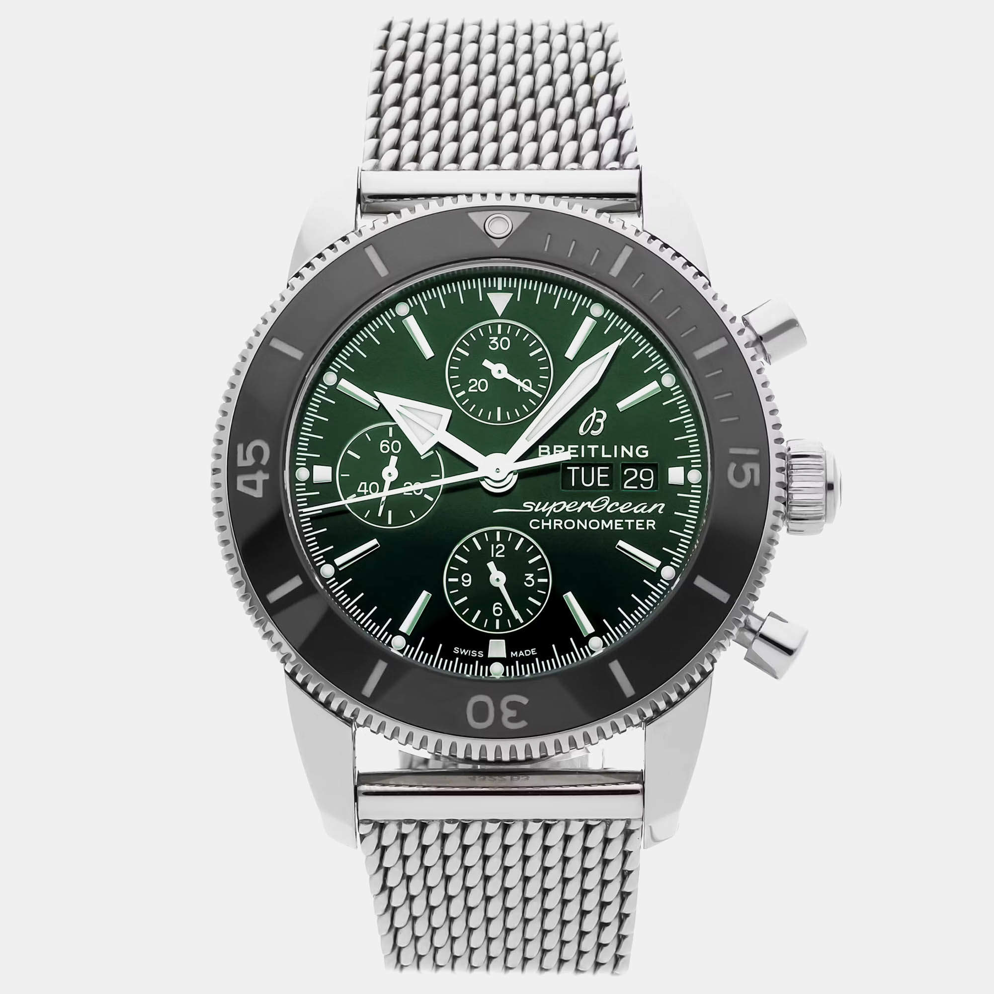 Pre Owned Breitling Superocean Heritage II A13313121L1A1 Automatic Green Stainless Steel Men’s Wristwatch 44 mm