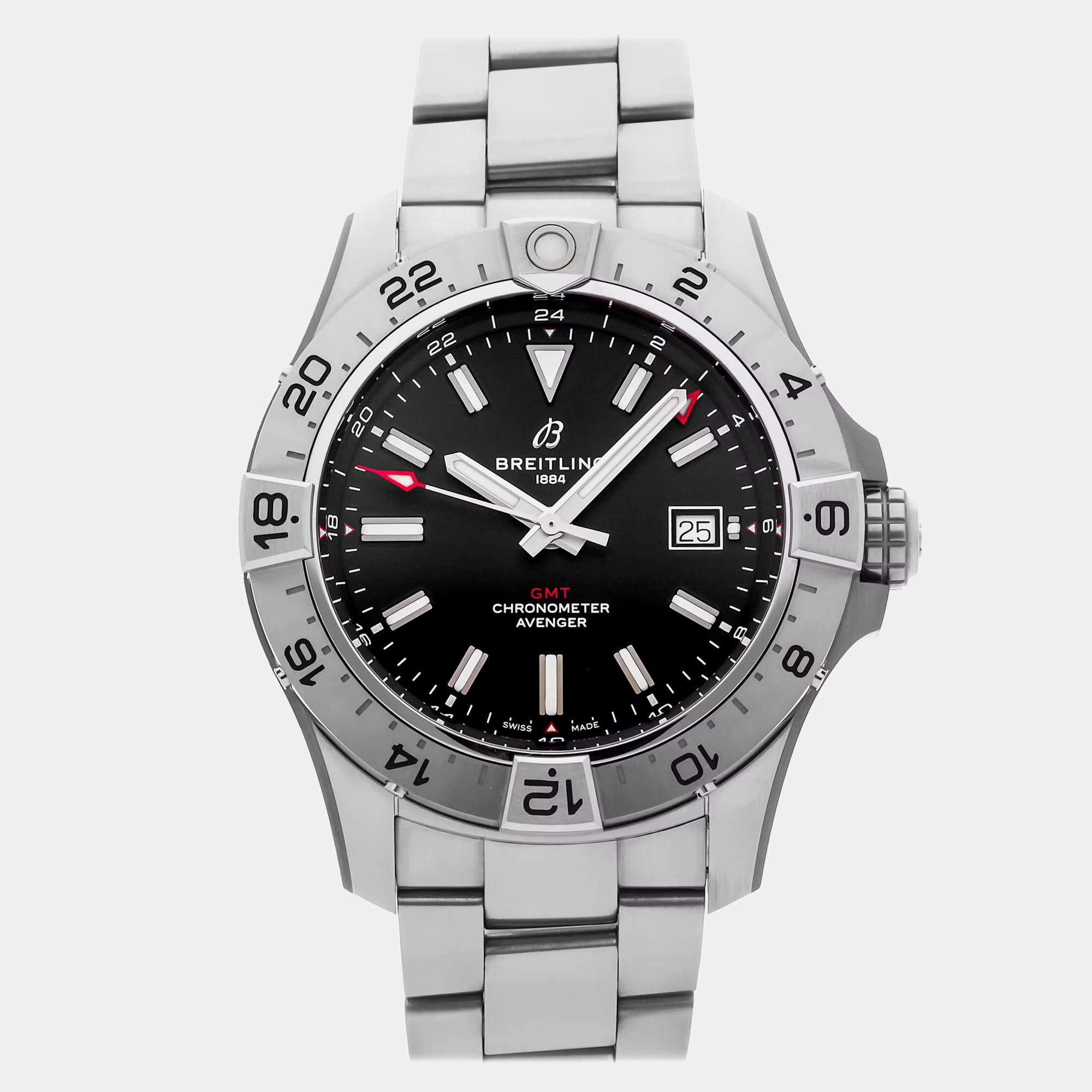 Pre Owned Breitling Avenger A32320101B1A1 Automatic Black Stainless Steel Men’s Wristwatch 44 mm
