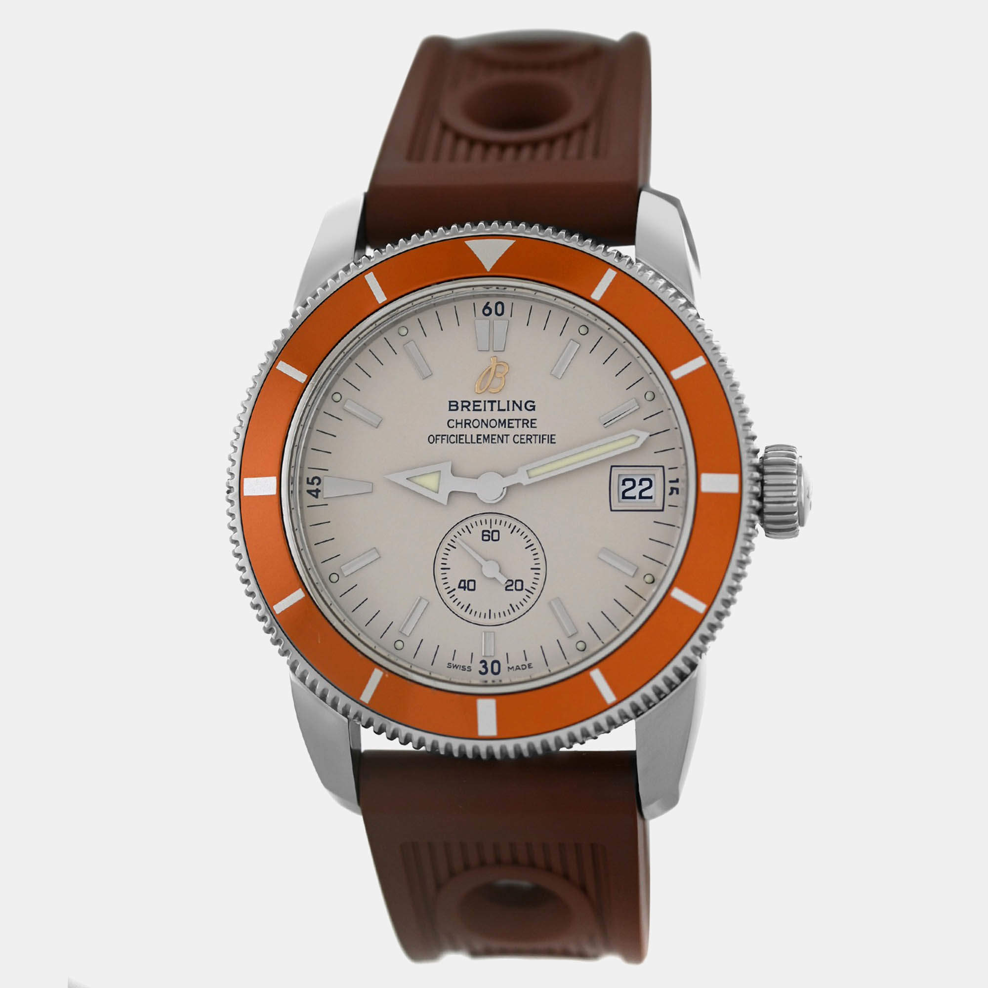 Pre Owned Breitling Superocean Heritage A37320 Automatic Cream Stainless Steel Men's Wristwatch 38 mm