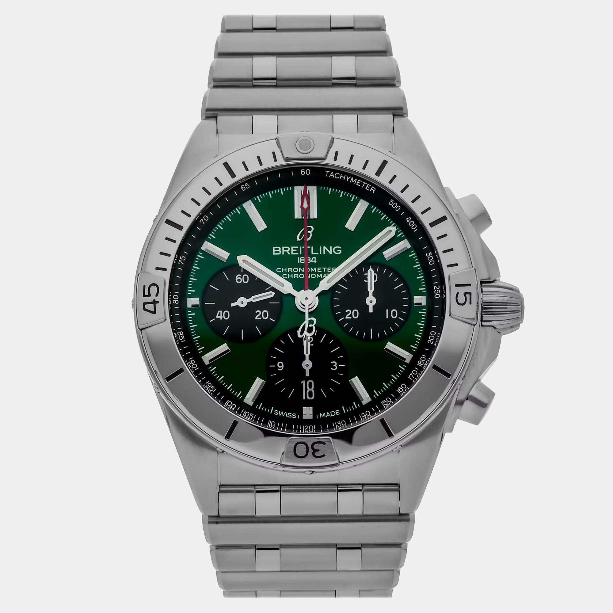 Pre Owned Breitling Chronomat AB0134101L1A1 Automatic Green Stainless Steel Men’s Wristwatch 42 mm