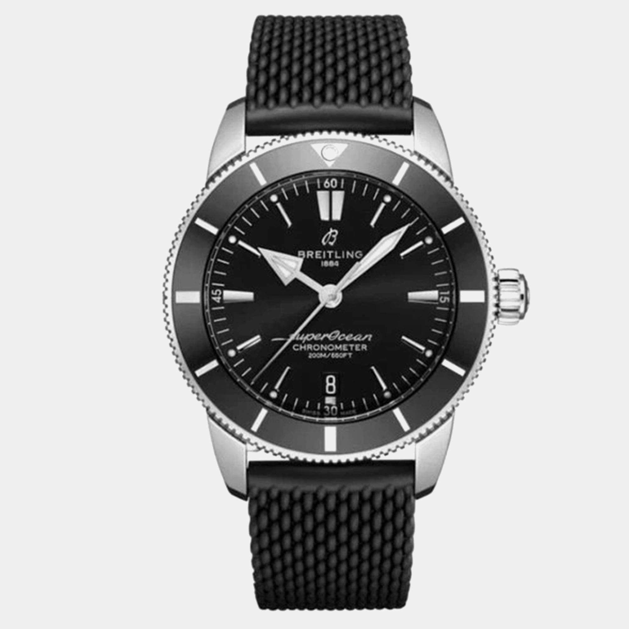 Pre Owned Breitling  Superocean Heritage AB2030 Automatic Black Stainless Steel Men's Wristwatch 44 mm