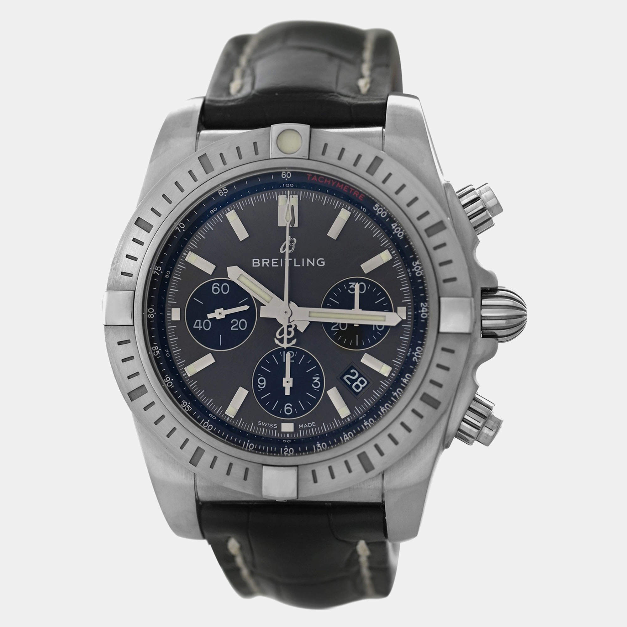 Pre Owned Breitling Chronomat AB0115 Automatic Black Stainless Steel Men's Wristwatch 44 mm