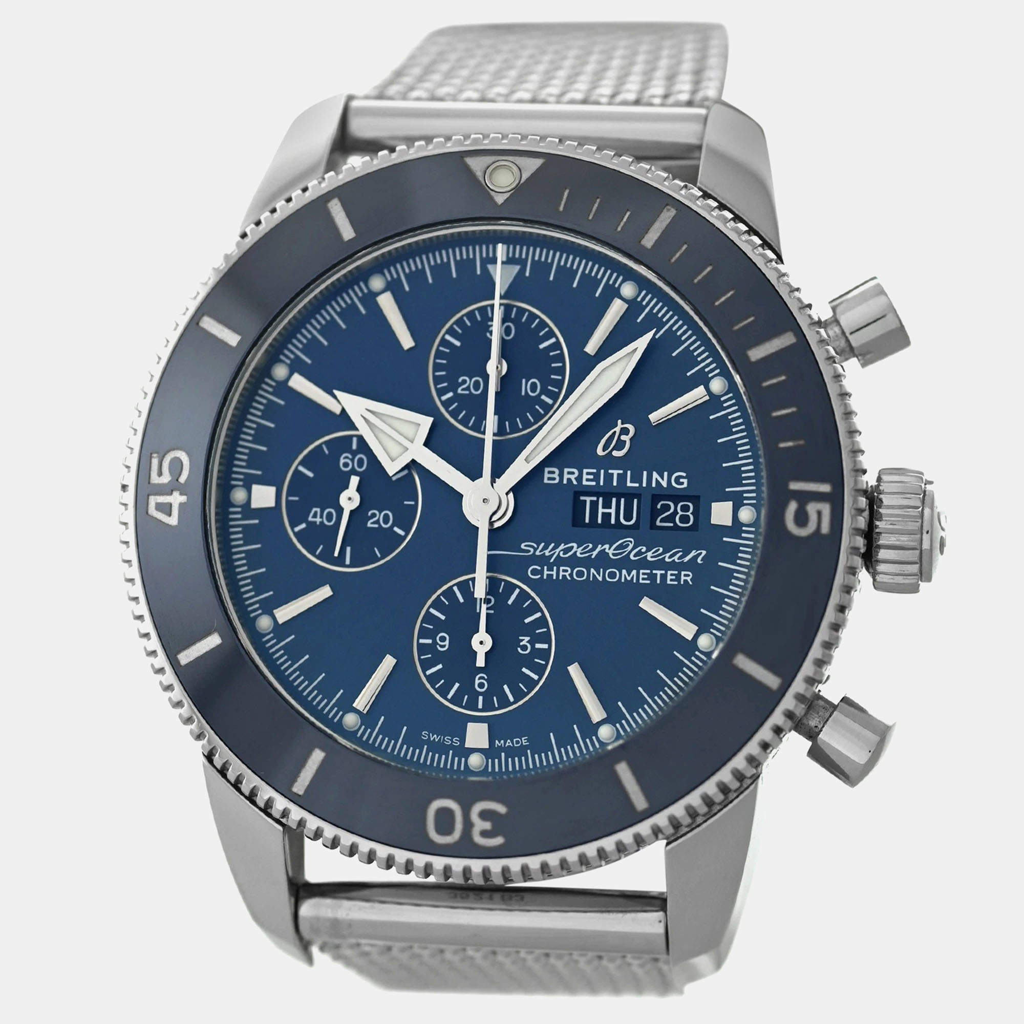 Pre Owned Breitling Superocean A13313 Automatic Blue Stainless Steel Men's Wristwatch 44 mm